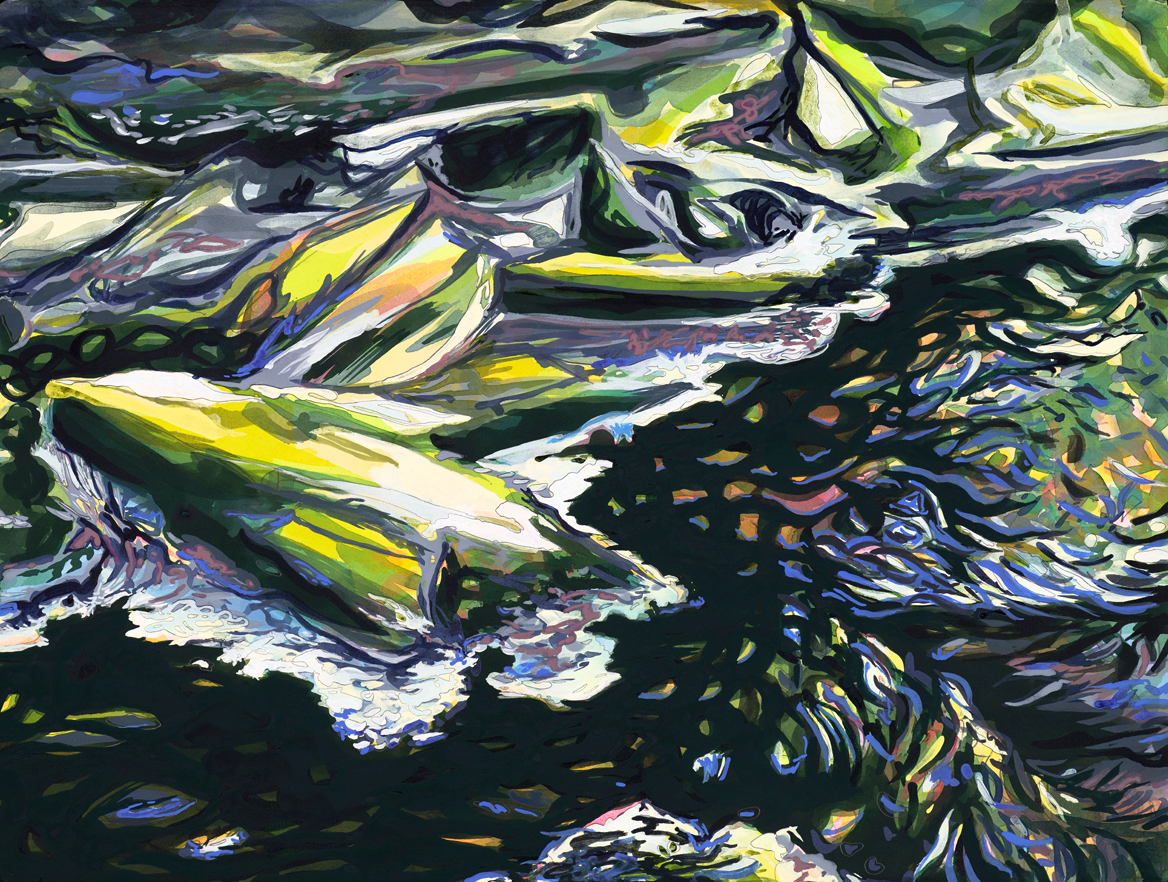 Beaver Brook Stream / 25 x 33 in. / mixed media on paper / 2015