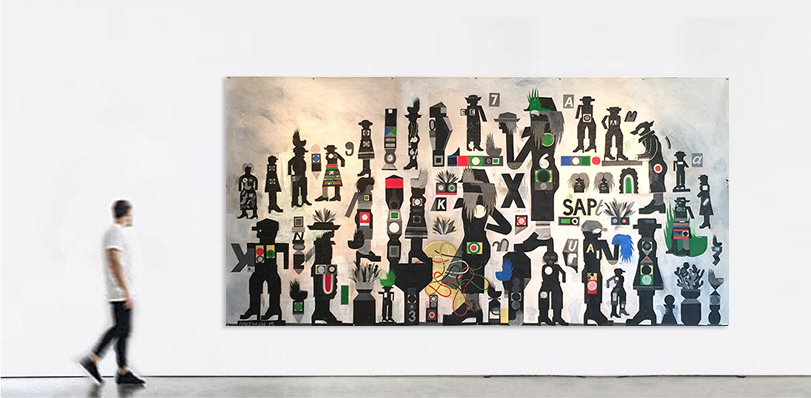 Pyramid, 2015, Acrylic and graphite on paper, 72 X 144 in. (Unframed)