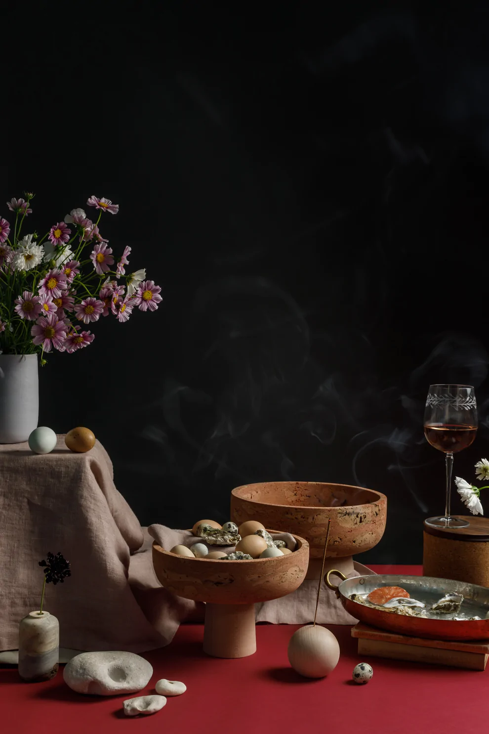 Cork bowls on a tablescape