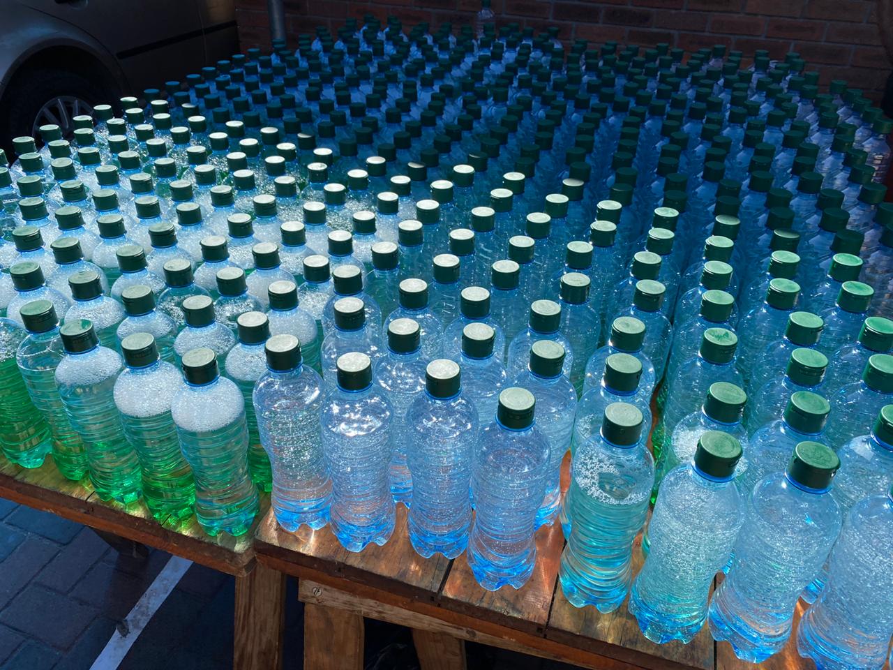 25.04.2020 Thanks to the bottle donation from Polyoak Packaging and the 50litres of soap from Colleen Zulich, 2000 soapy bottles are being distributed by the Gugulethu CAN.