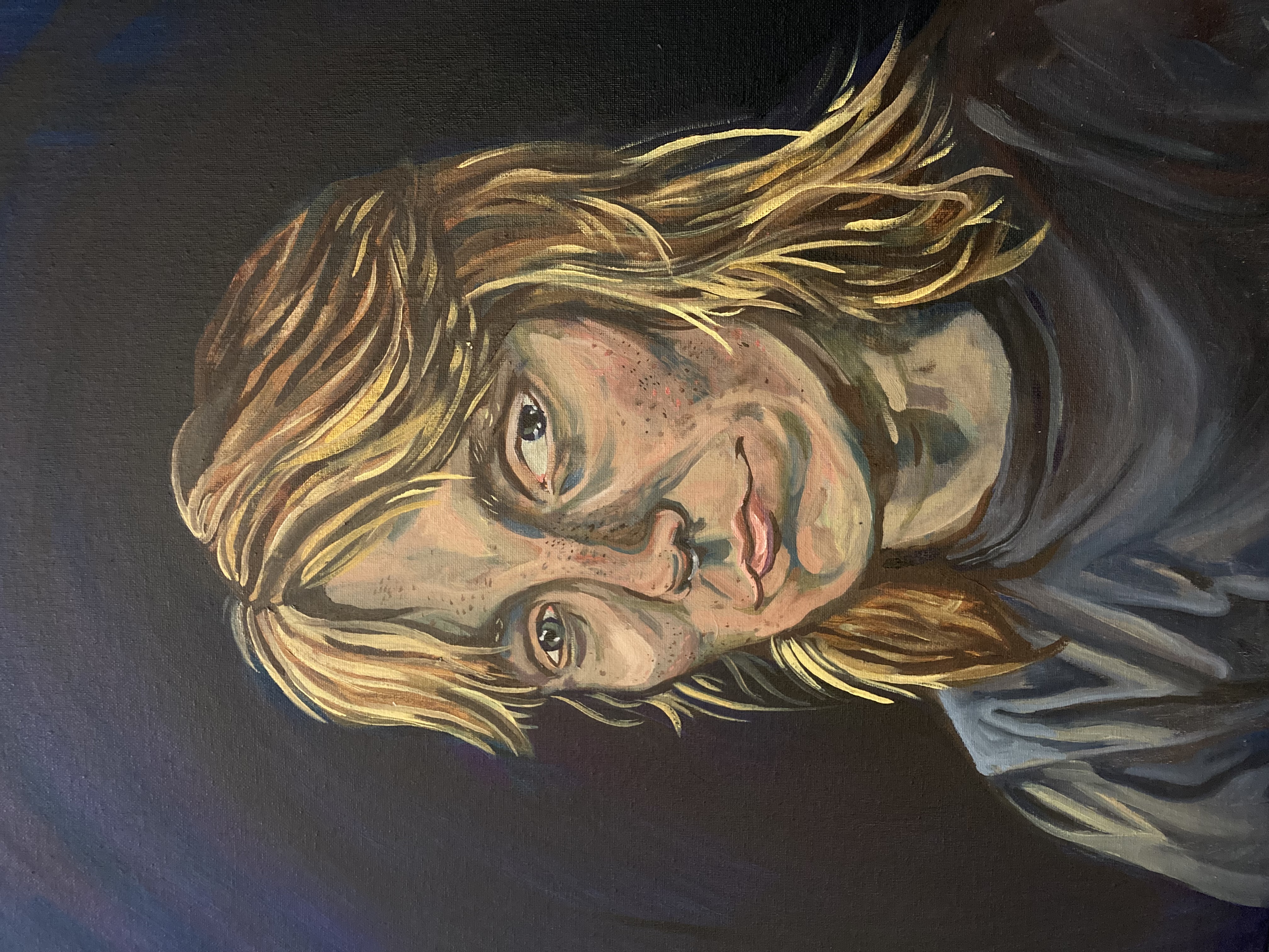 Self-portrait, oil on canvas, 2023