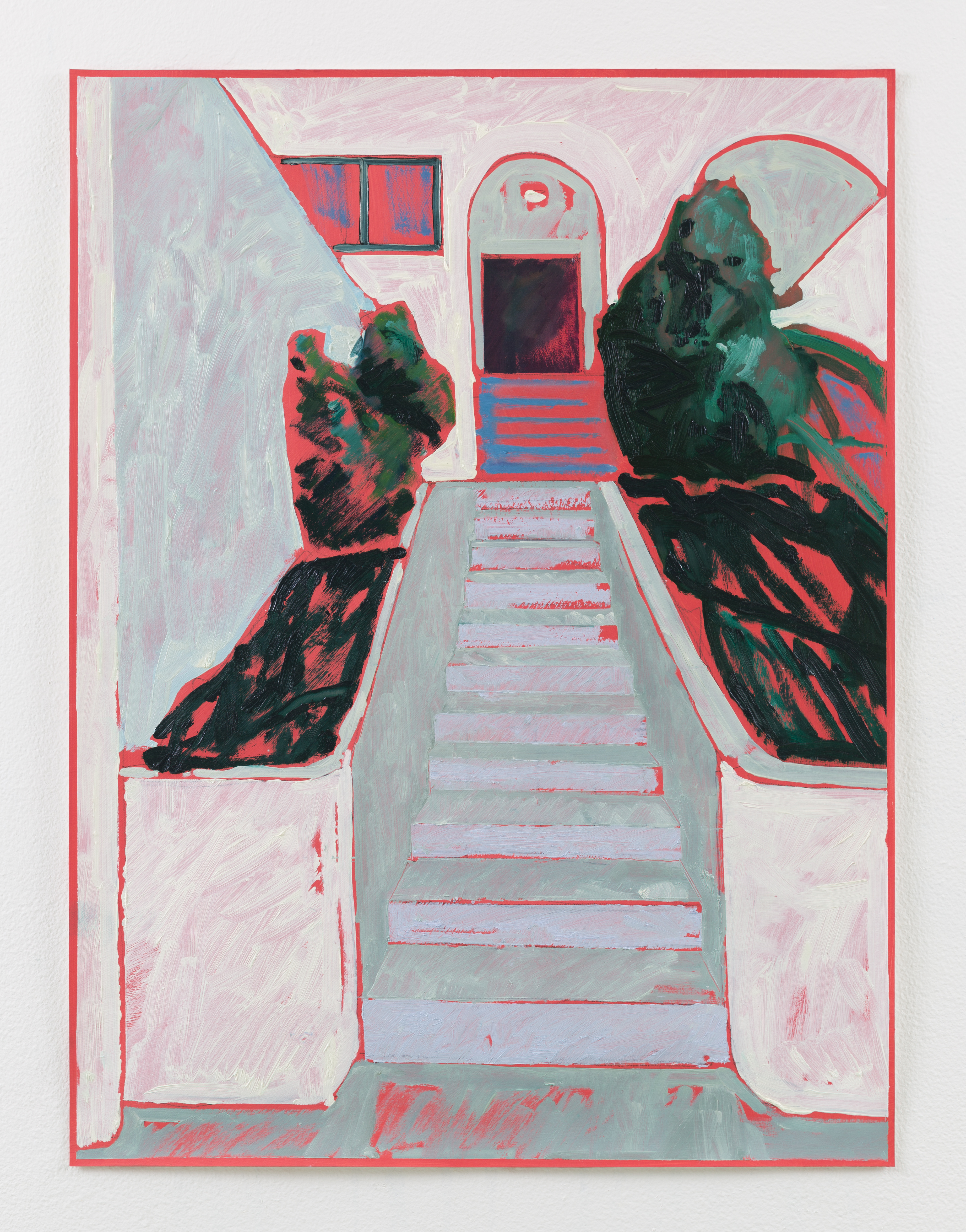 "Double Stairs" oil on paper, 24 x 18 in., 2021