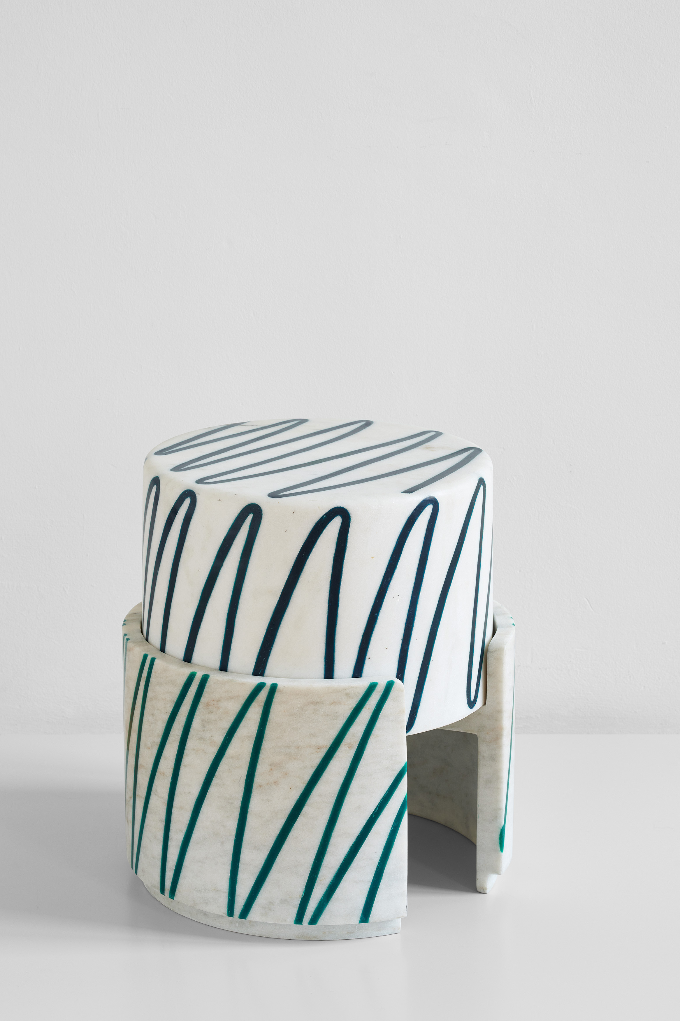 KUENG CAPUTO, Sketch Stool, 2019 Vermont marble, resin filling