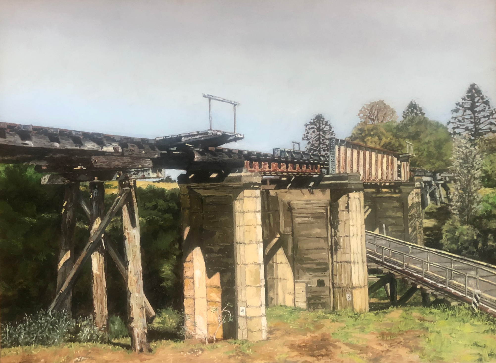 Crossing Lines — Kandanga Bridge, Oil on Canvas, 30 x 40 cm.