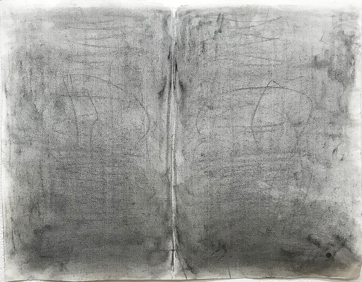 Equal movement (do not read), 2018, 47x65cm, charcoal and pencil on paper