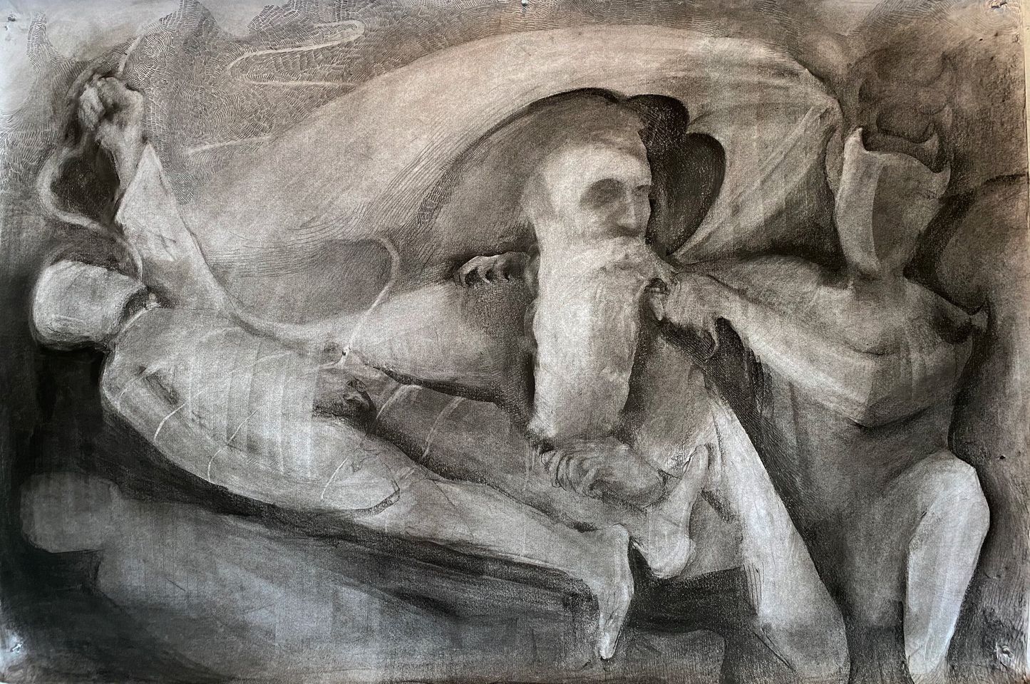 The Good Son, 2020, charcoal on paper, 4 x 5 ft