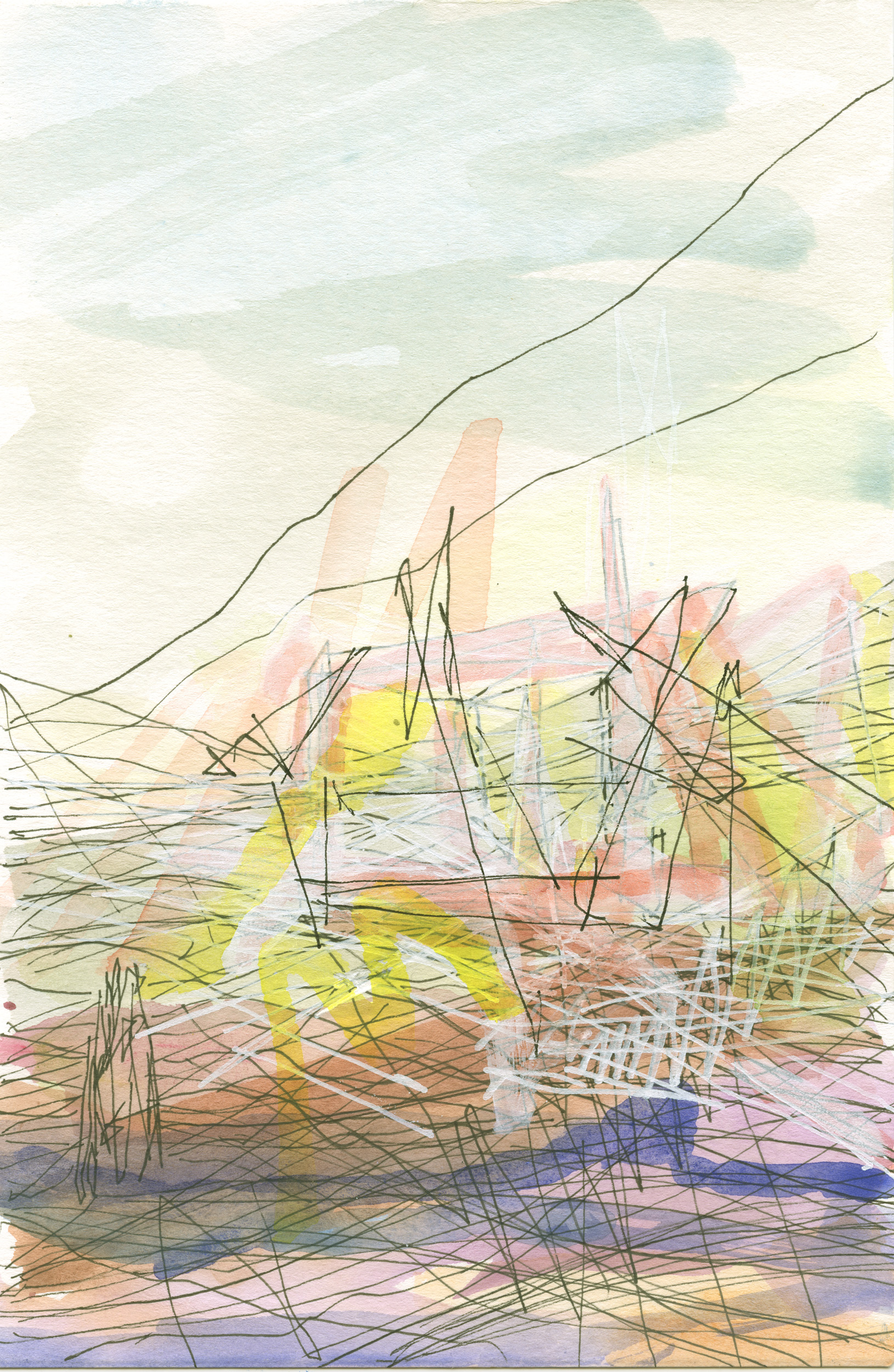 2508, watercolor and ink on paper, 9 x 6 inches