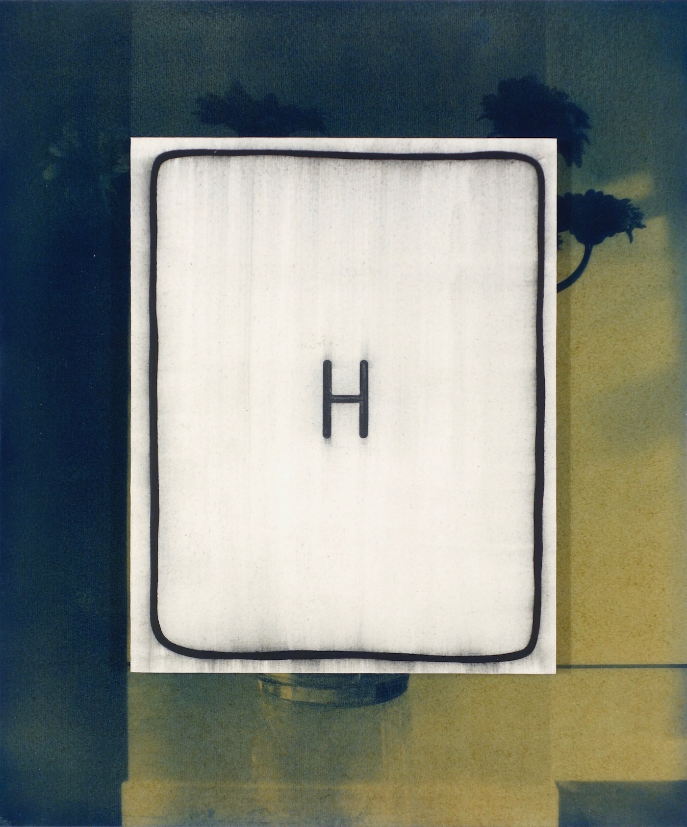 Untitled 2016, cyanotype, acrylic, siberian chalk and epoxy resin on paper/aluminium, 31 x 26 cm