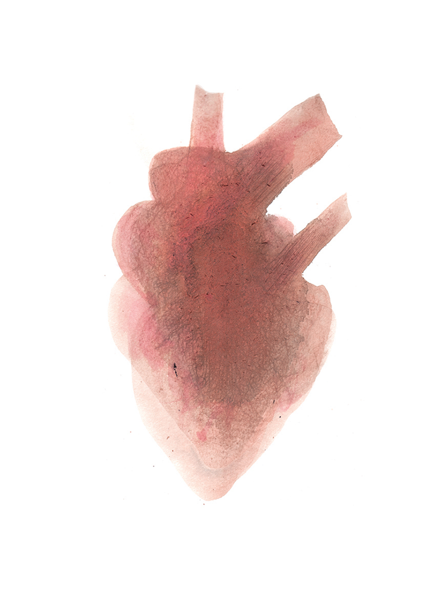 Heart; #6, 2020, Acrylic on Paper, 38x28 cm.