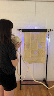 Lights responding to my voice, speaking into the ball of yarn