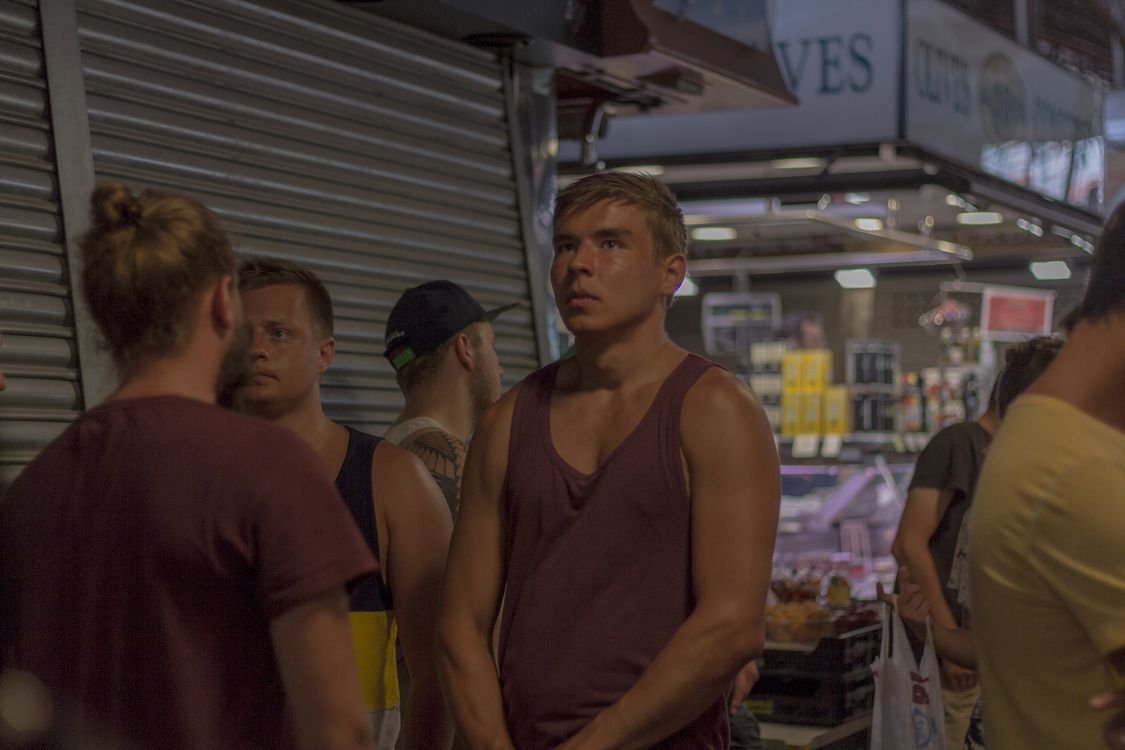 Turista en La Boqueria, Barcelona, 2015