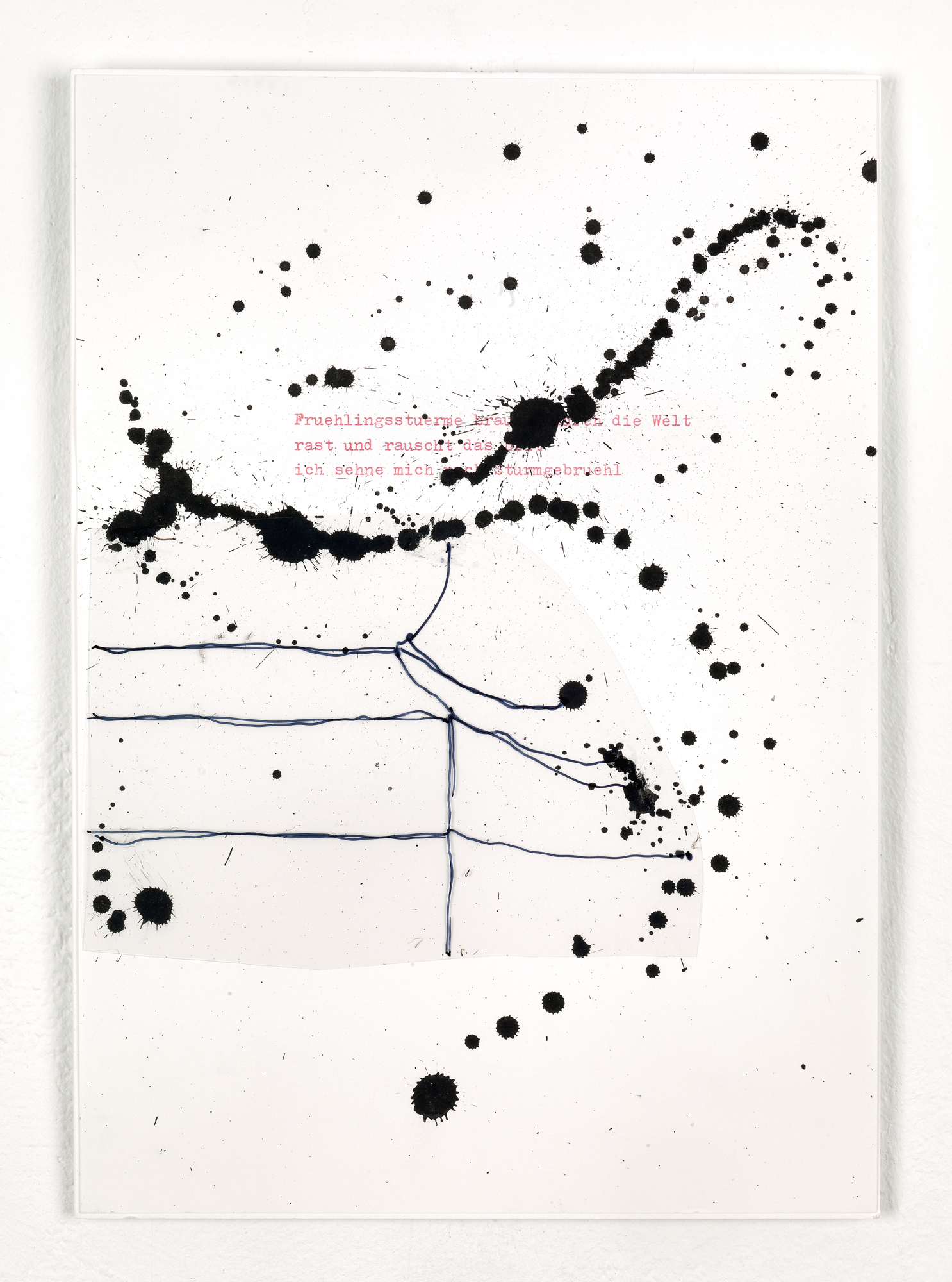 Fragments (Ellen W.)  – 20 Felt tip pen, gouache pen, acrylic sheet on typed paper 29,7 x 21 cm