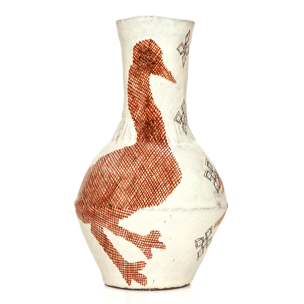 HN1051 Red Duck vase, 8.12.14Glazed ceramic stoneware29 x 15.5cm