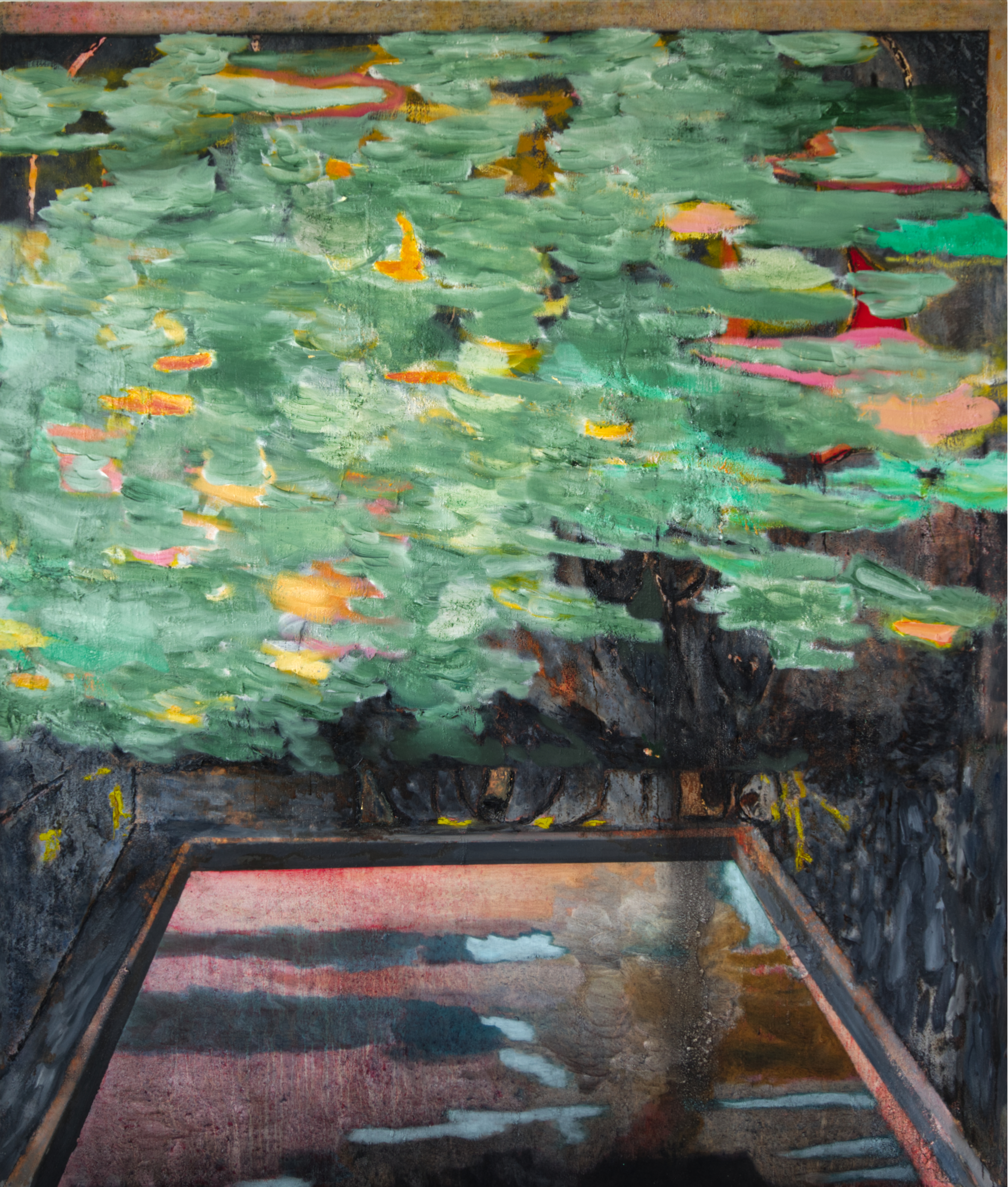 Tyrant's garden IV, oil, acrylic, sawdust and glue on linen, 200x170 cm, 2020