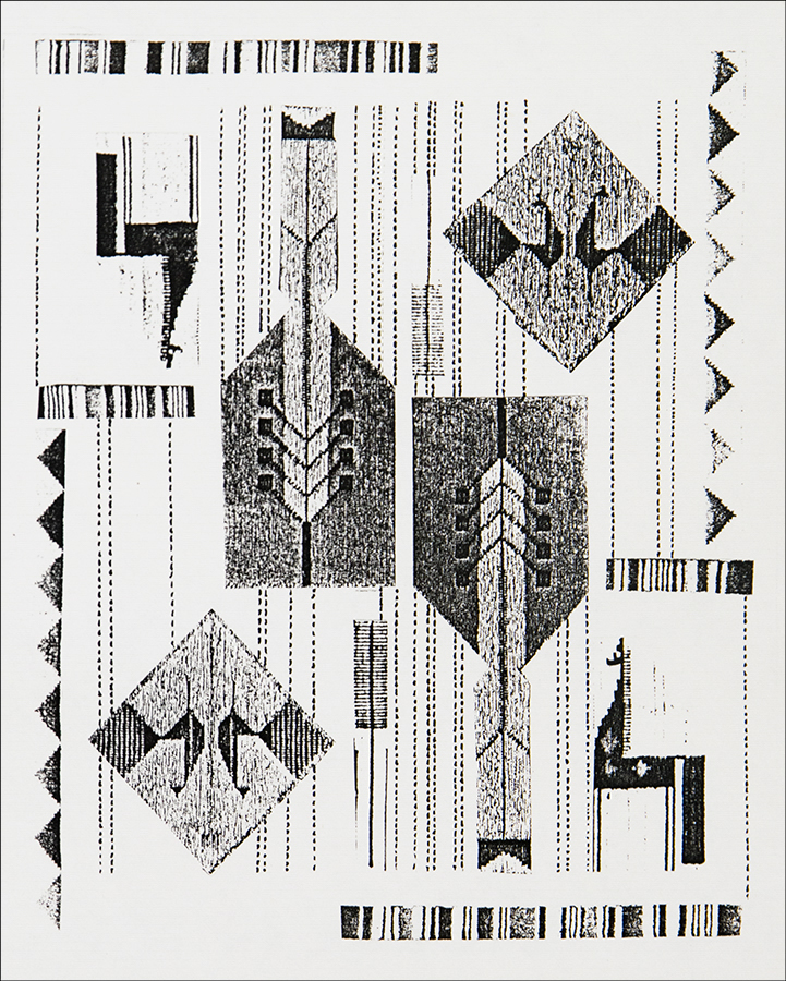 Design for handmade carpet. Collage. Xerox copy on cardboard. 1980's