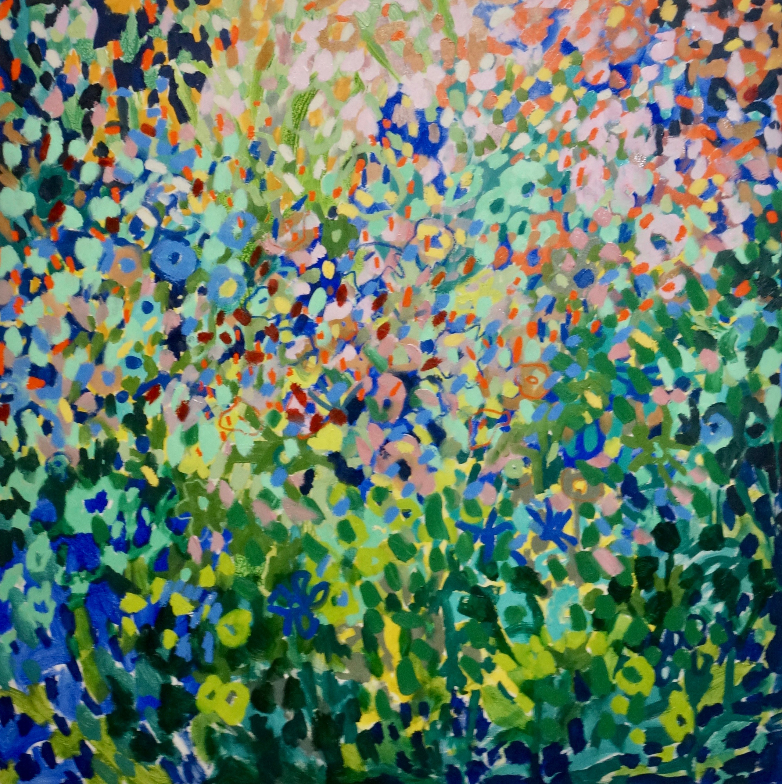 Garden II Oil, oil stick, and pastel on canvas. 48x48. 2022