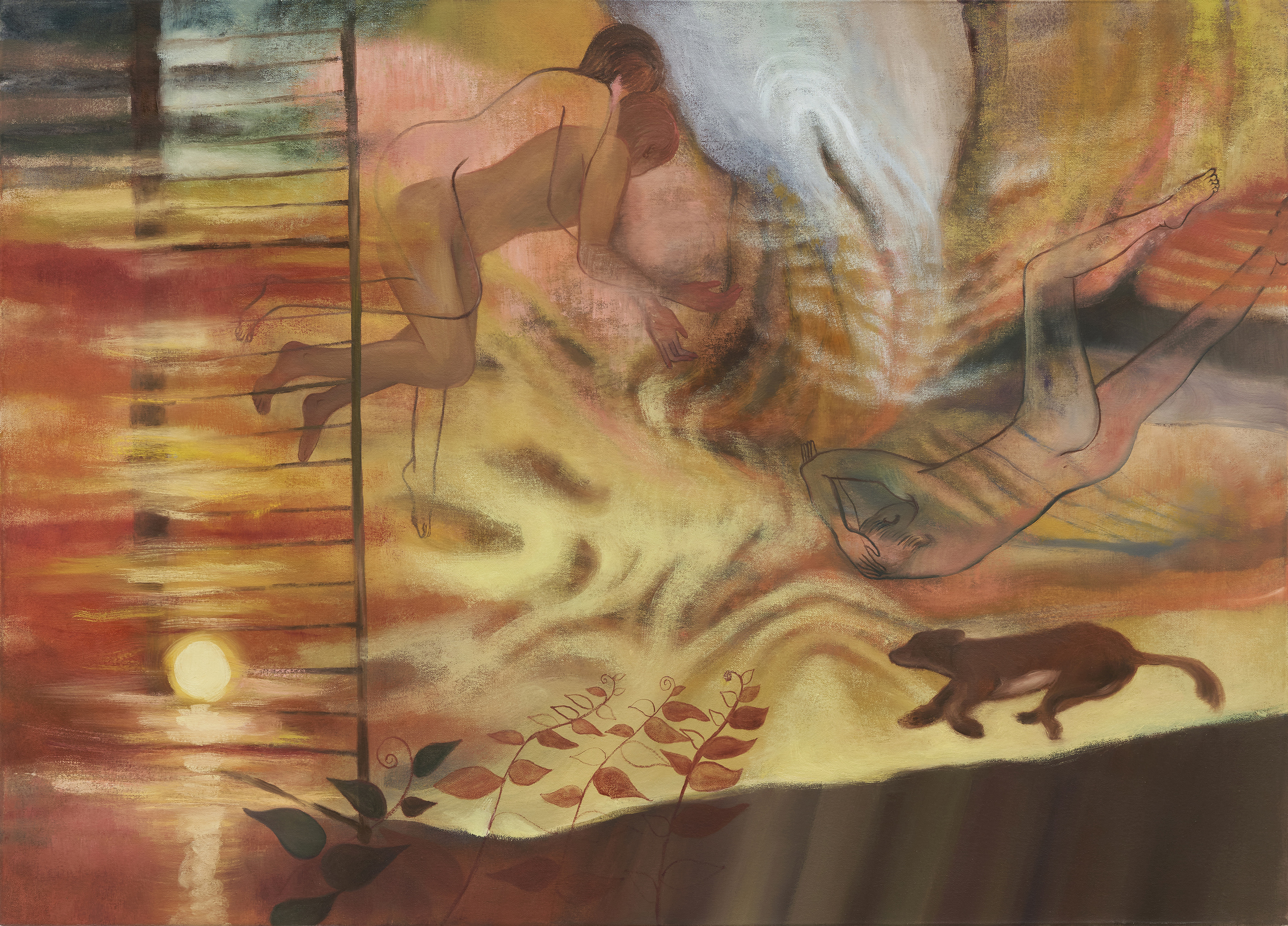 Descent into Light, 2025, oil on canvas, 38 &times; 27 IN