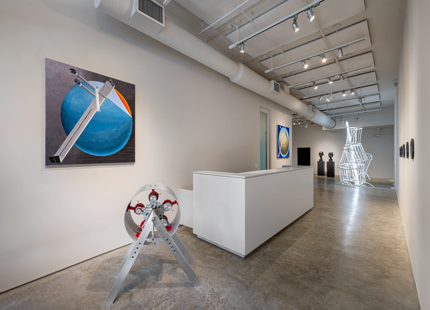 Installation view of "Spinning in Place," 601Artspace. Photo by Etienne Frossard.