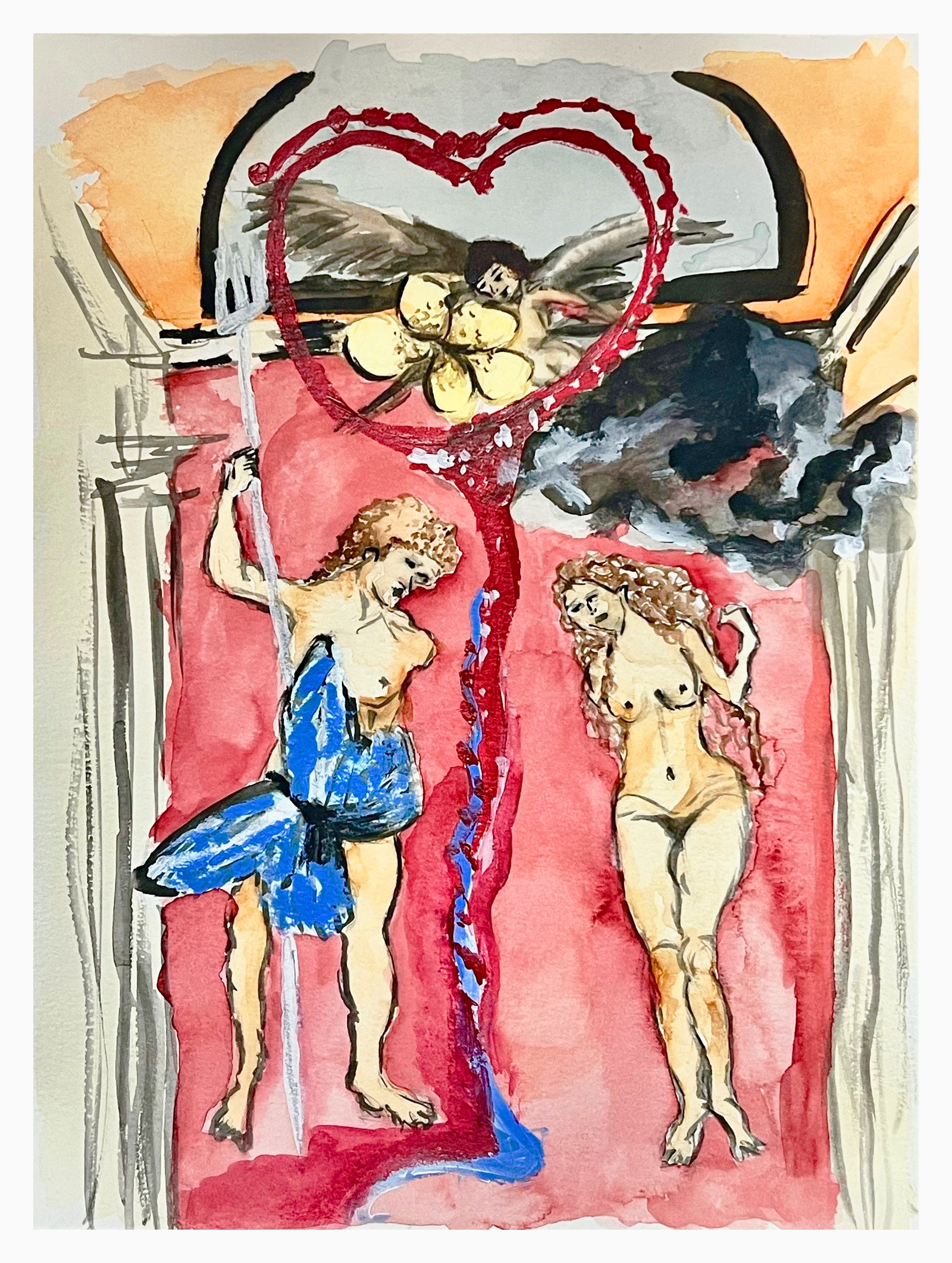 "the lovers" watercolor and acrylic (salvador dali)
