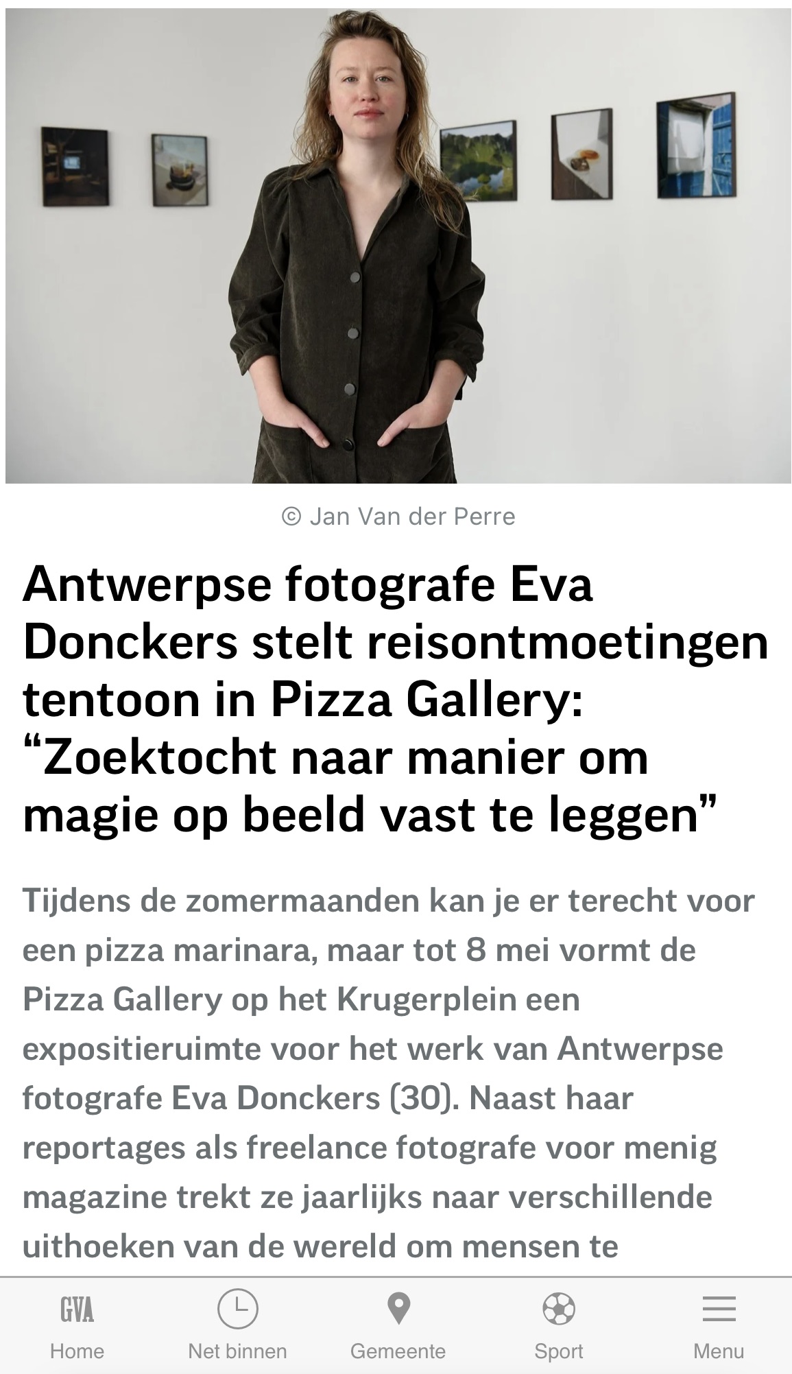 Eva Donckers in HLN