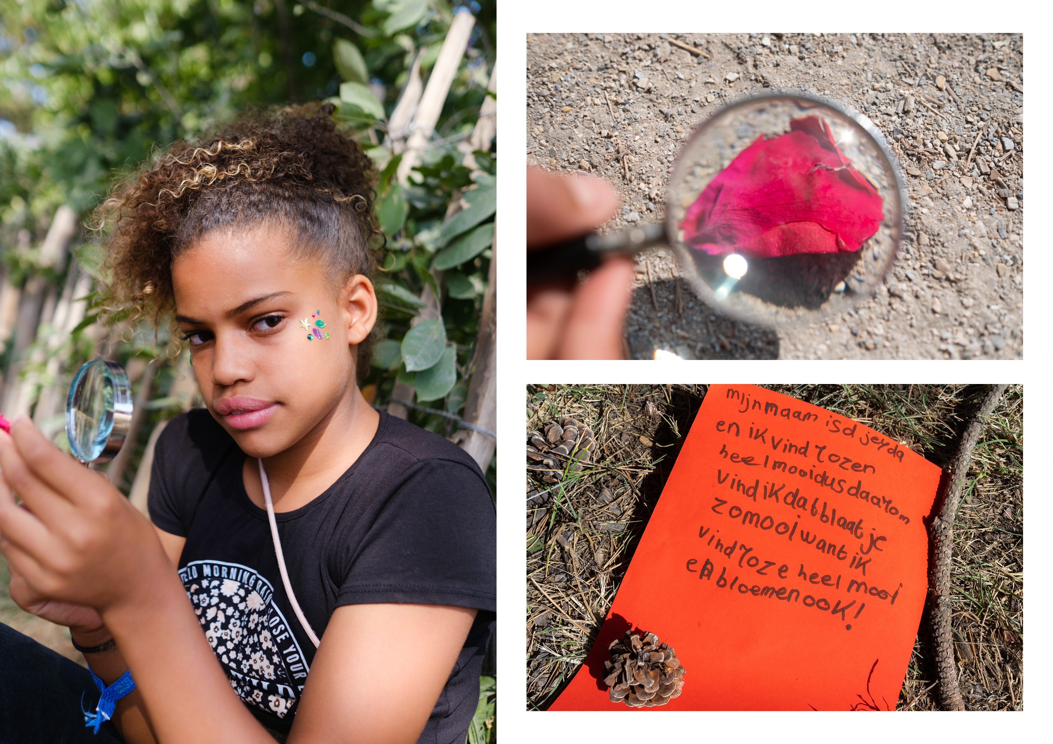 Djeyda: "Ik vind rozen heel mooi dus daarom vind ik dat blaadje zo mooi want ik vind roze heel mooi en bloemen ook!"