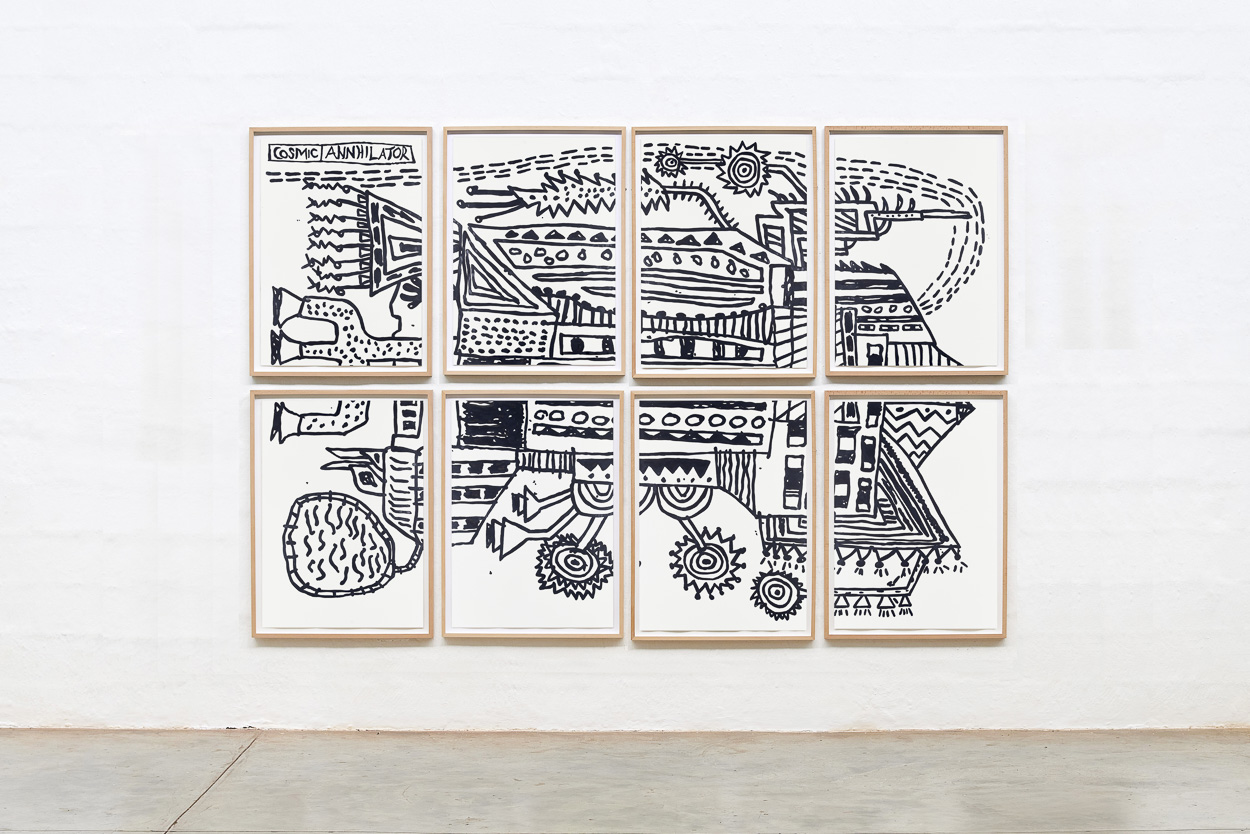 Cosmic Annihilator, 2020. ink on paper. each panel 90cm x 65cm