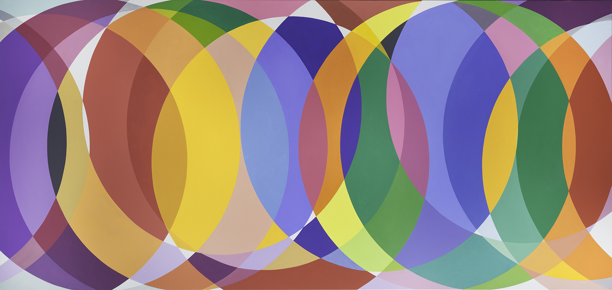 Untitled, 2025. Acrylic on canvas, 195 x 430 cm.