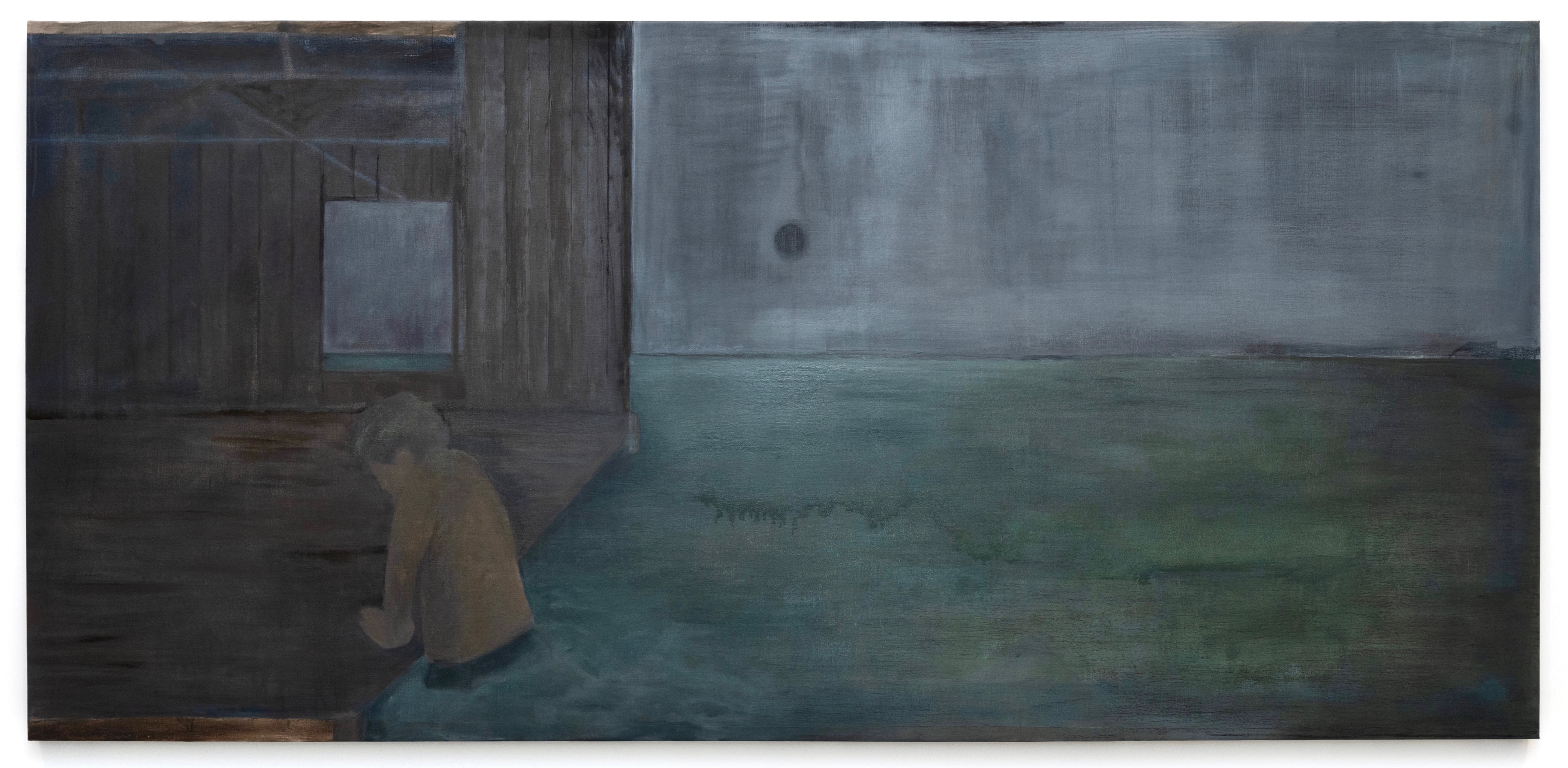 Black Moon Lake, Oil and Graphite on Linen, 48 x 108 in