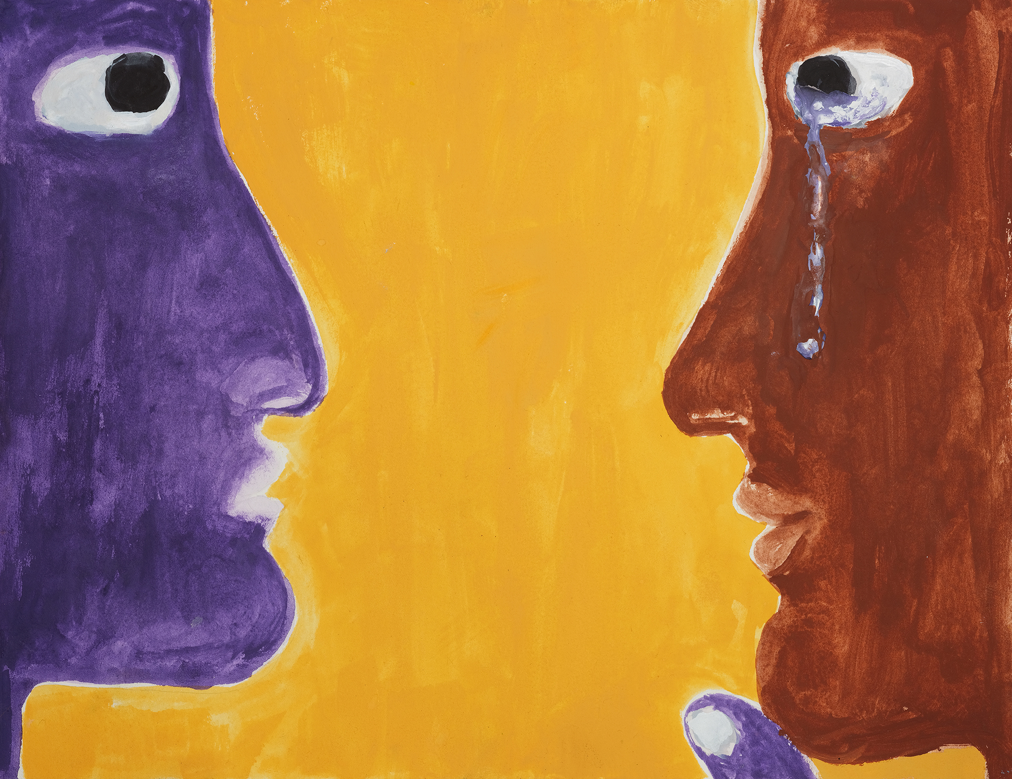 Meeting A after many years, Gouache on paper, 20x26 cm, 2023