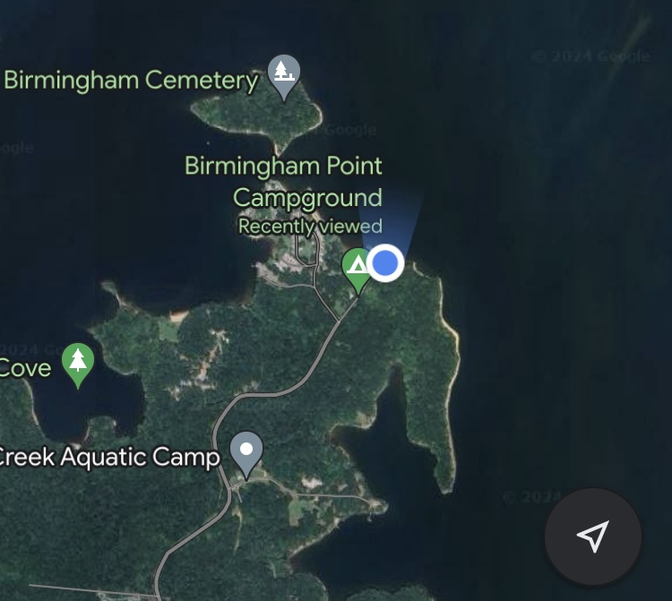 Google Map showing Birmingham Point and Birmingham Cemetery
