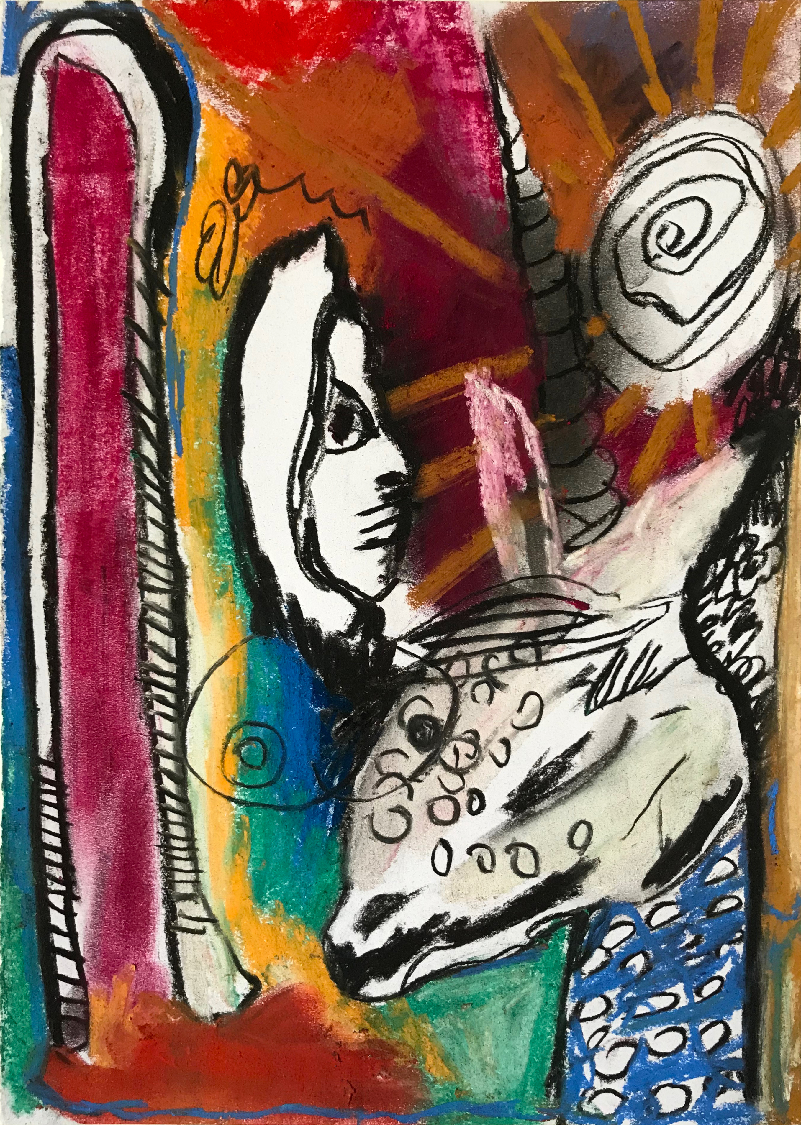 At the Gate, 2020Pastel and charcoal on paper 11 3/4 x 8 1/4 in.  29.7 x 21 cm