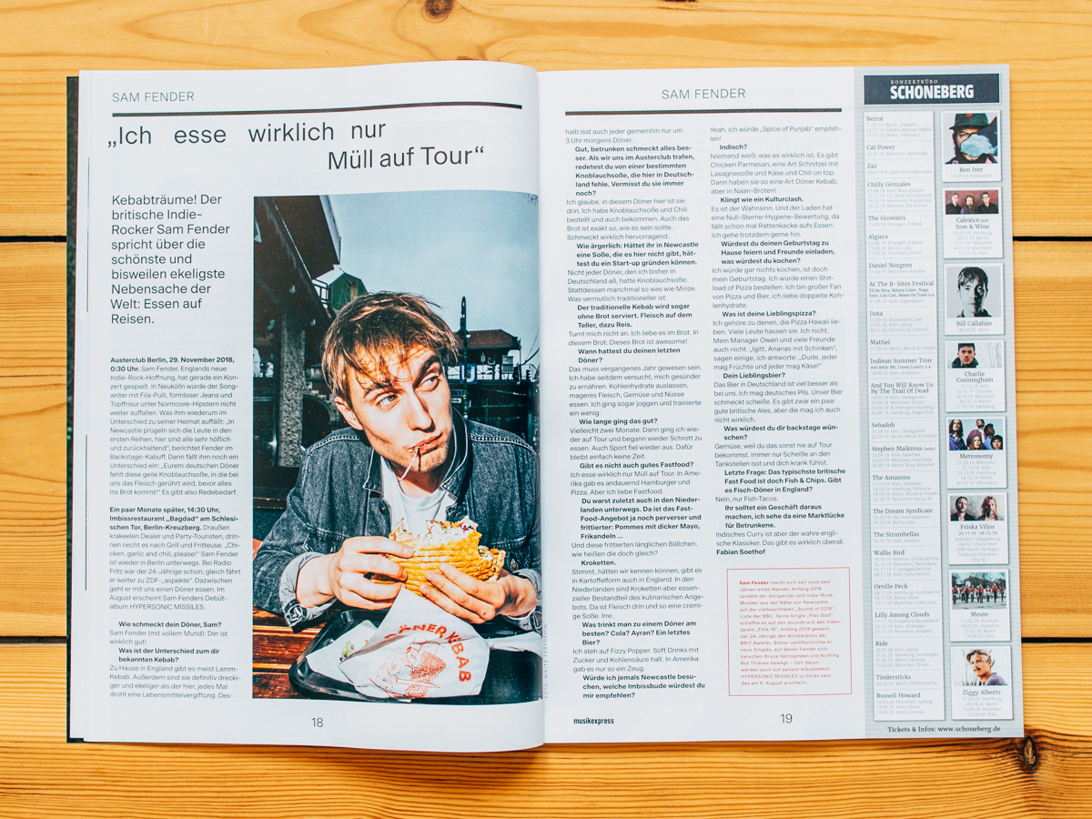 MUSIKEXPRESS / Sam Fender / Juli 2019