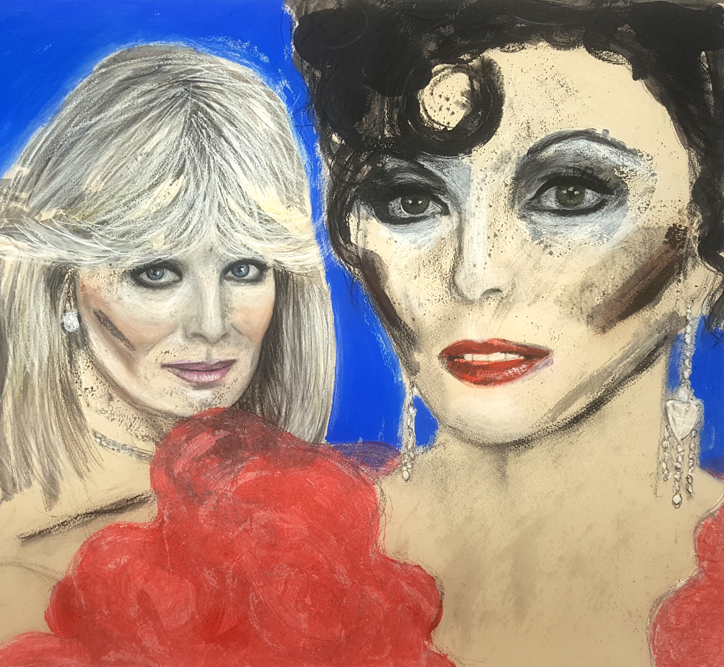 "KRYSTLE AND ALEXIS"73 x 63 cmAcrylic, Conté crayon, pastel£800 (FRAMED) ︎