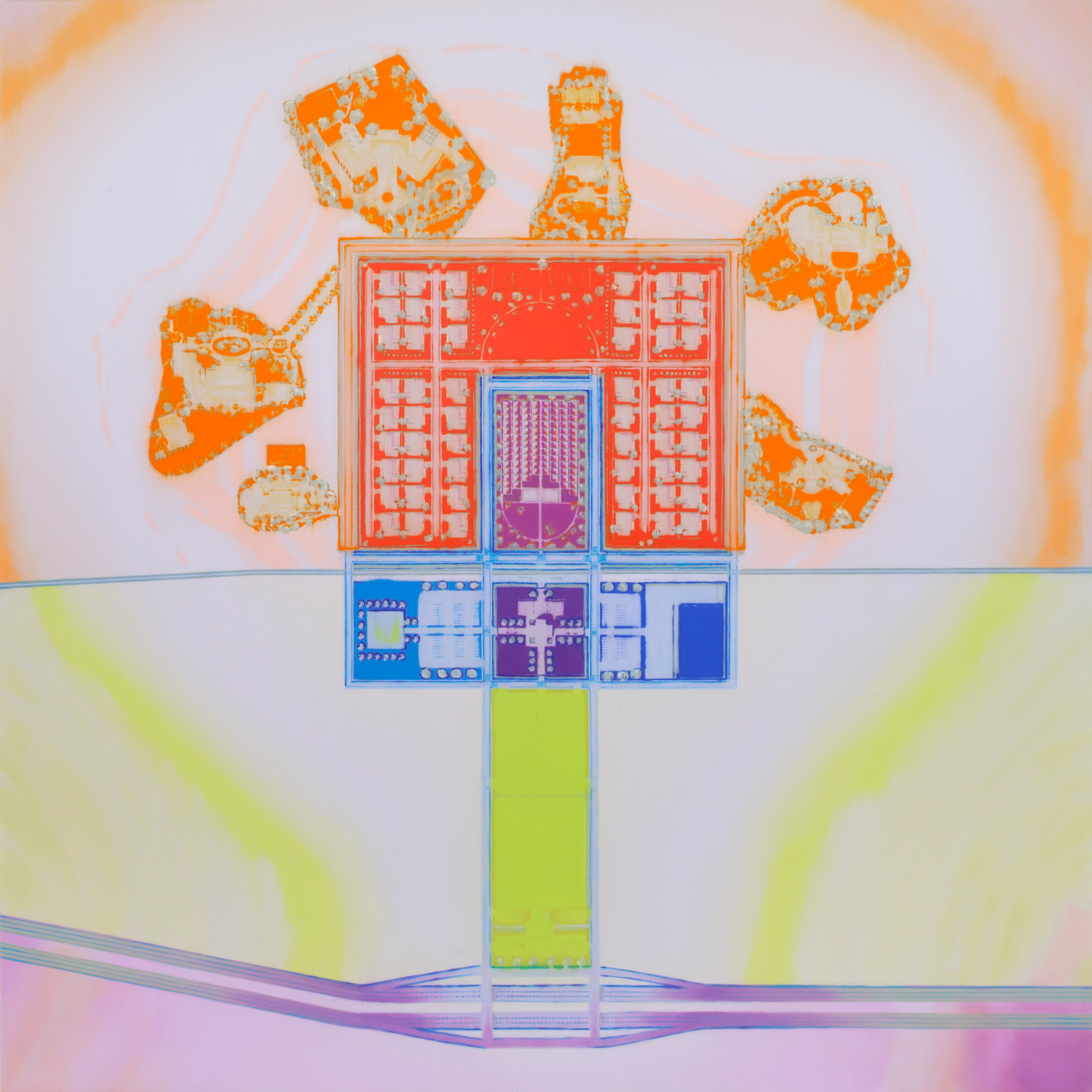 Holistic Community Development (Part I of Diptych). 2011. Oil and acrylic on canvas, 72" x 72" (183 x 183 cm)