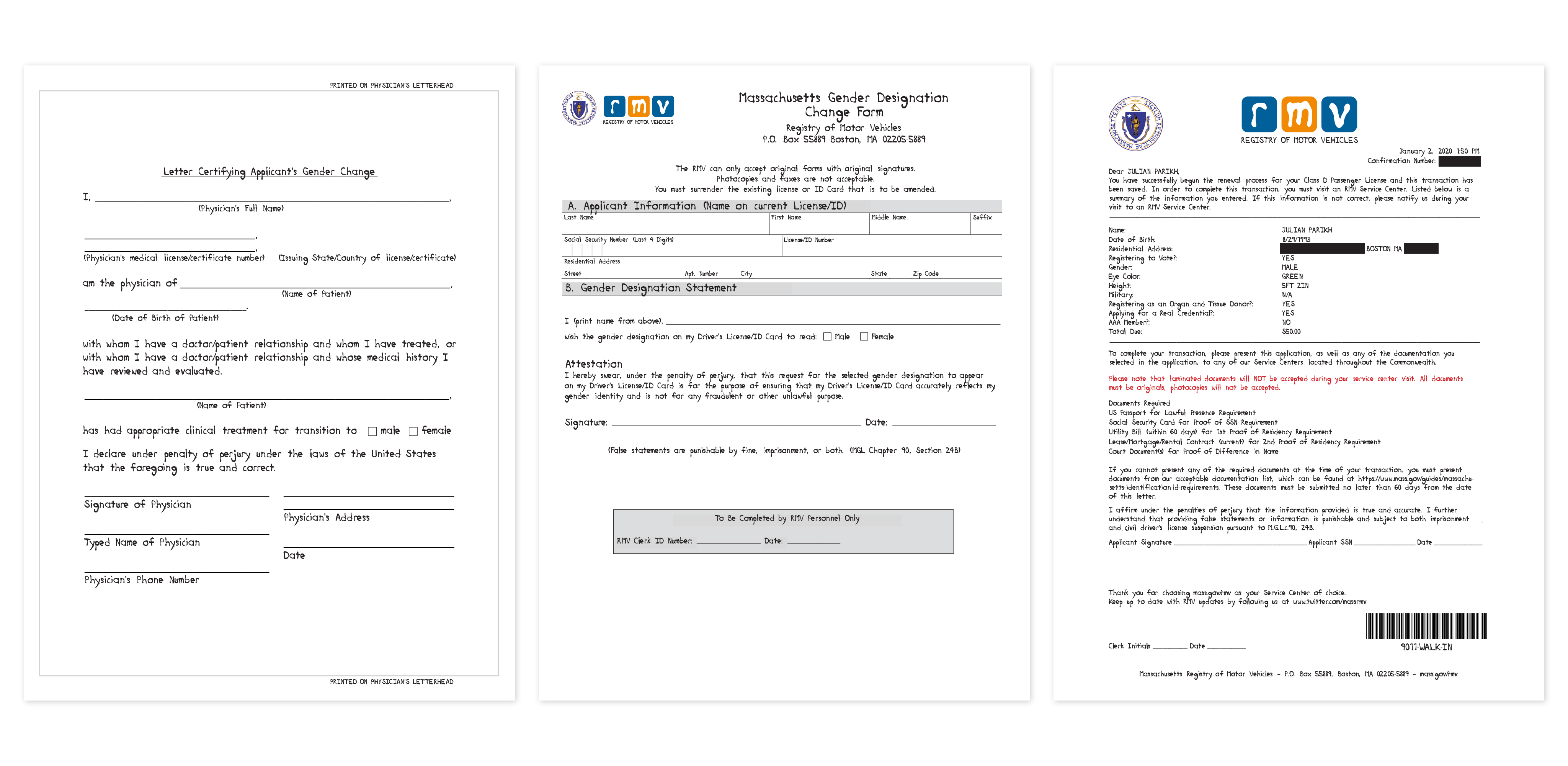 The Governance of Trans Existence (3) Recontextualizing Record Keeping (sample 2), 2020. Digital prints. 8.5 × 11in.