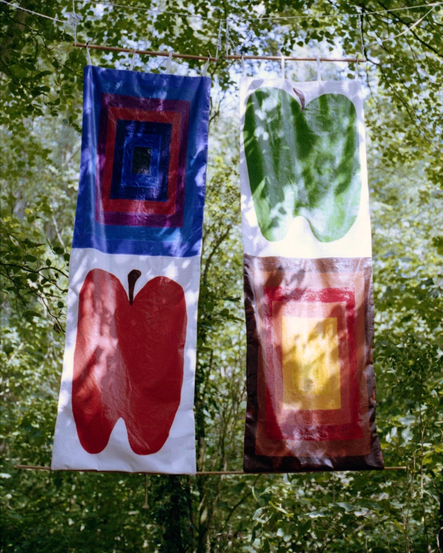 Flag For Breathing In / Flag For Breathing Out, 2023, oil on cotton, individually 210x75cm