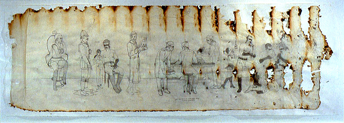 Burned Scroll, in the collection of UC Berkeley Museum, 31.5” X 84”