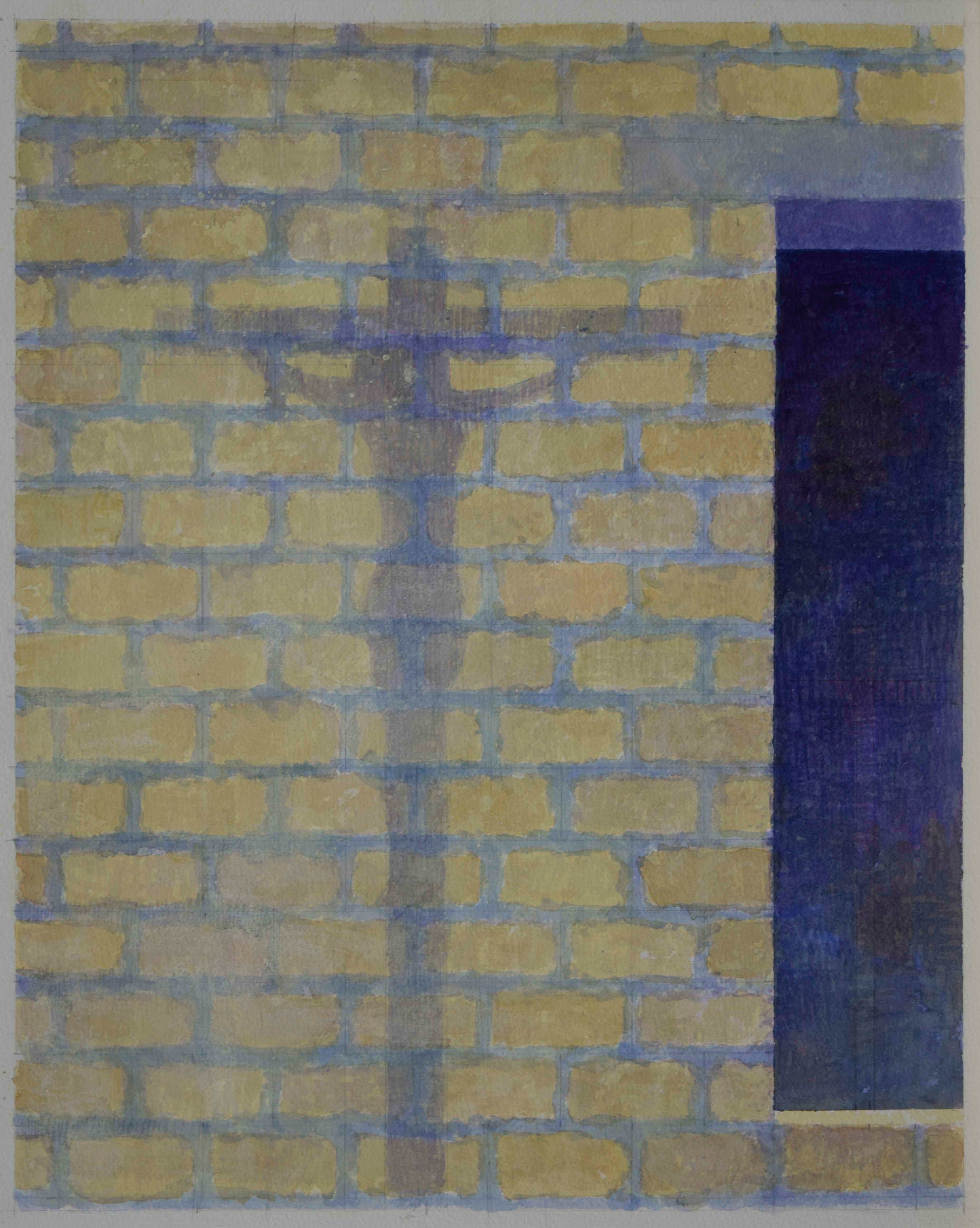 Crocefissione di luce, 2010, studio n3 per trittico, 2010, acquarello su carta, cm 50x40