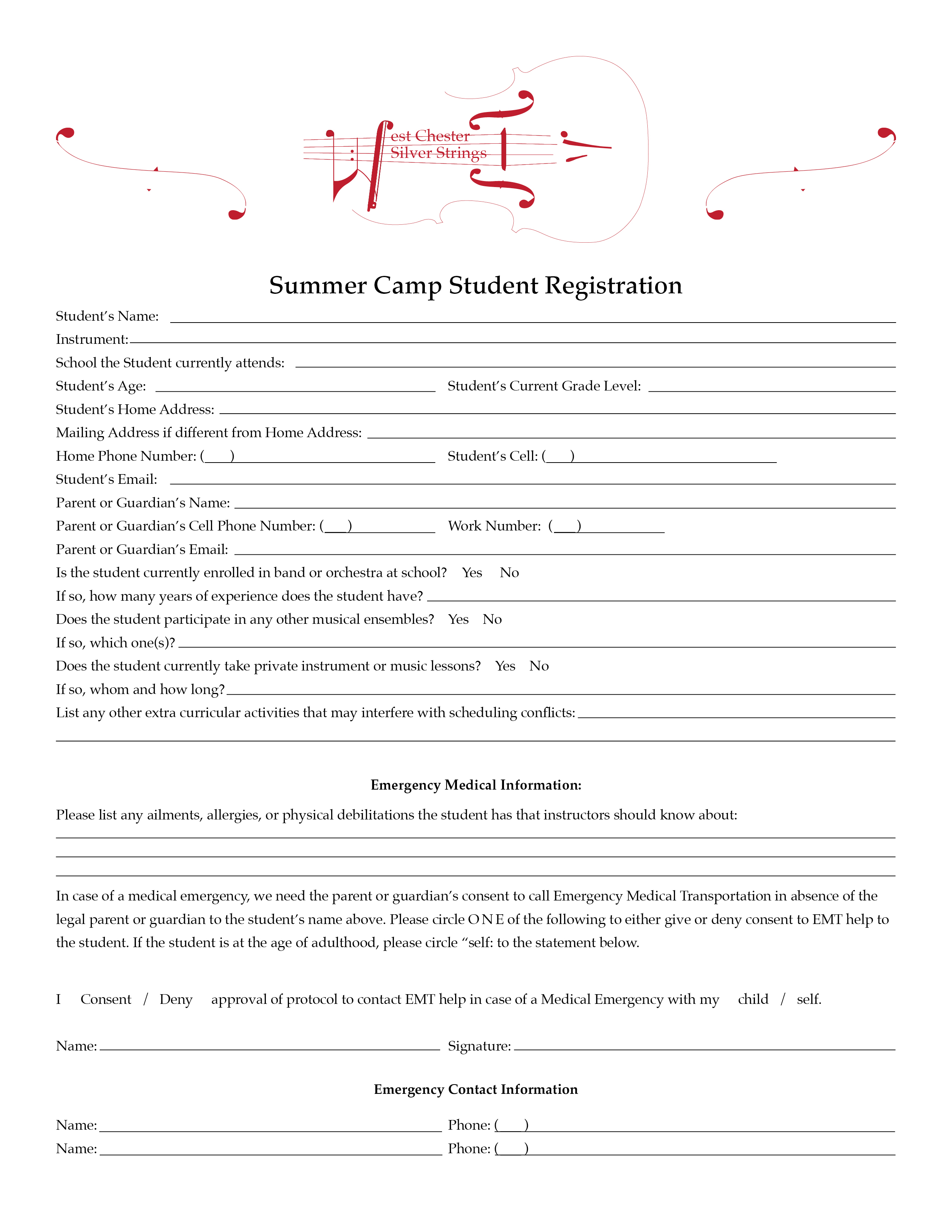 Summer Camp Form