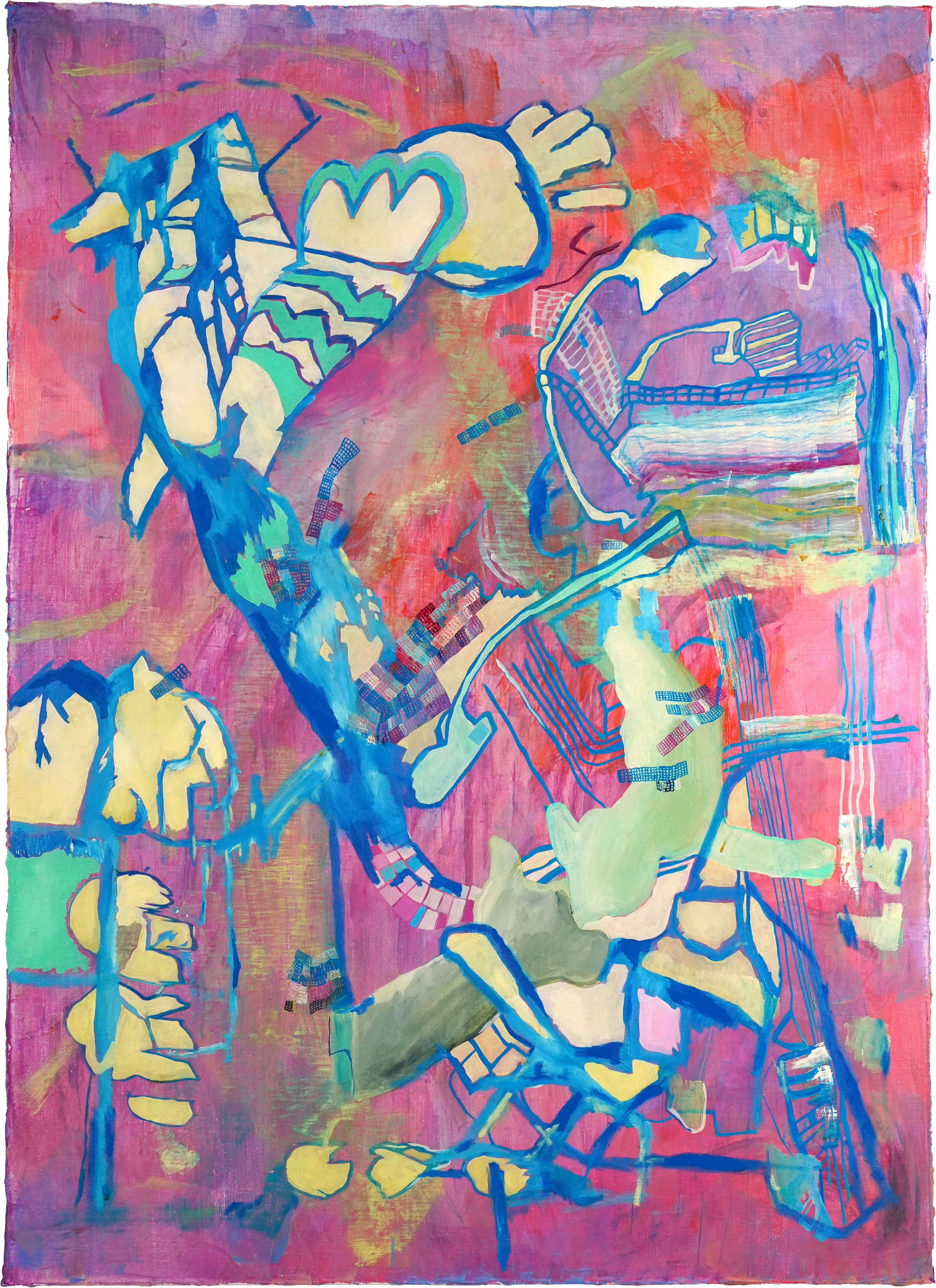 Hands Can&rsquo;t Help, oil + acrylic on linen, 36 x 50 inches, 2025