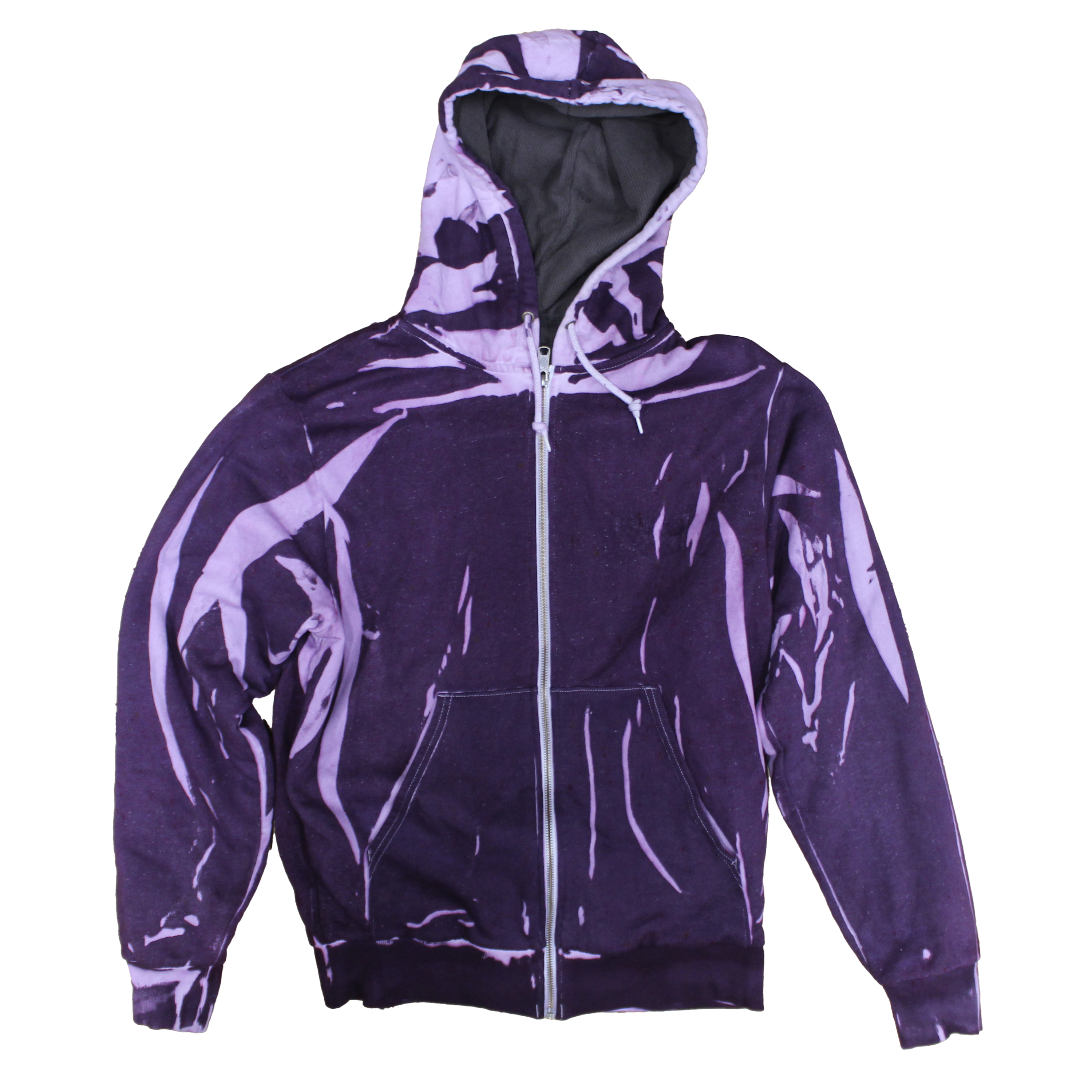 double layer thermal lined zip hoodie allover printed with textile dye