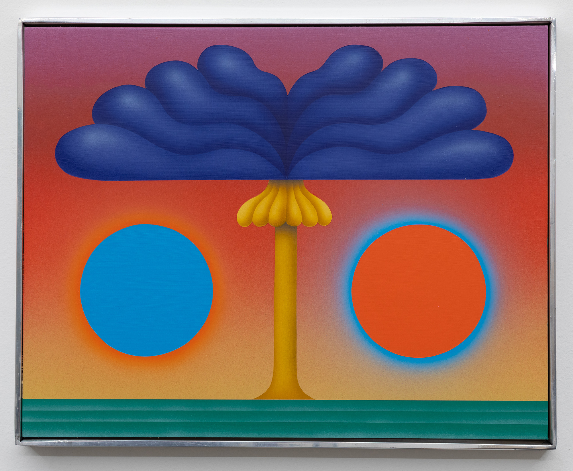 Siren VIII, 2023Acrylic on plywood, polished aluminum artist's frame, 14&rdquo; ︎ 11&rdquo;