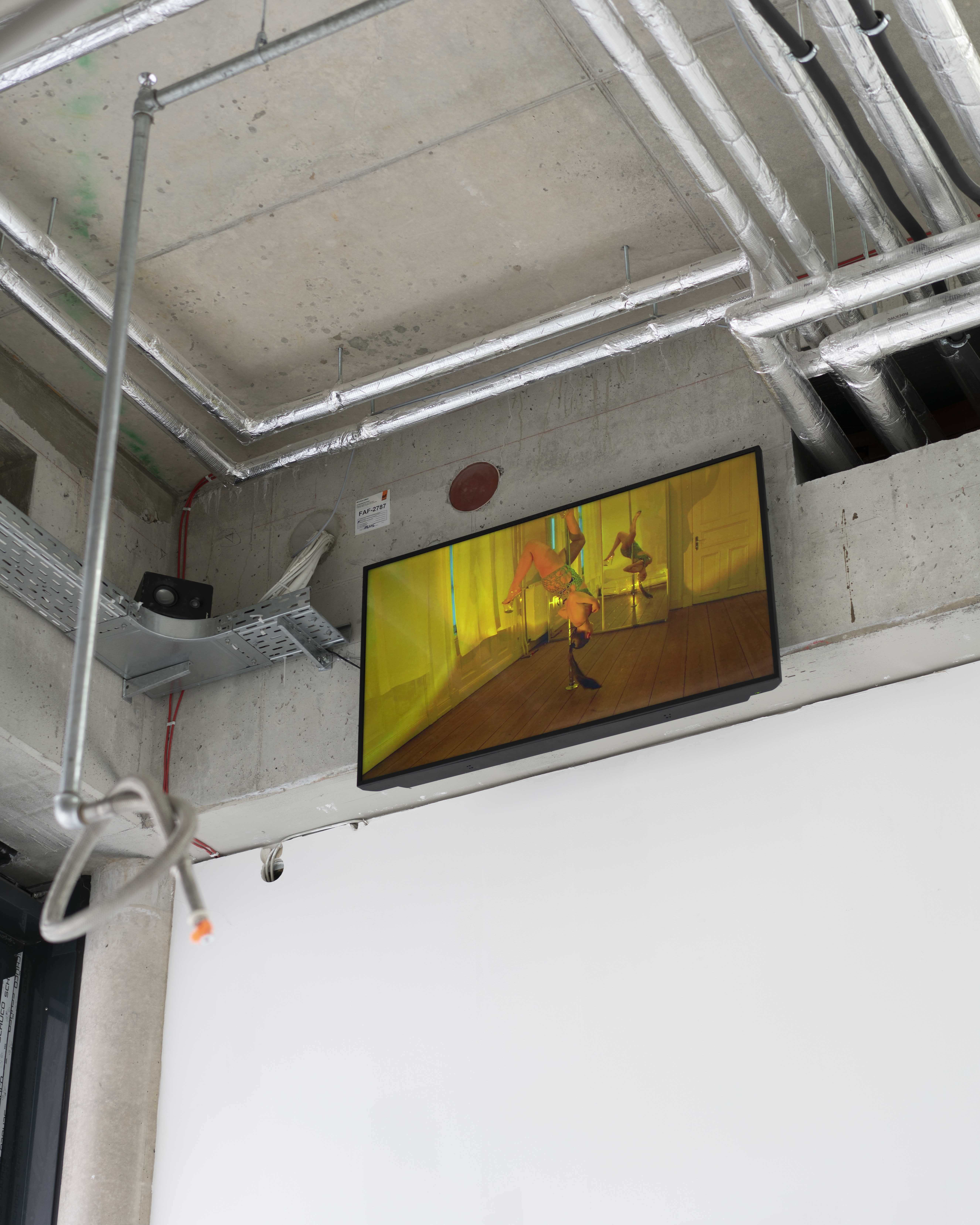 Celia Zehetgruber solo, tutti, 2023 2 - Kanal Video; 2:17 min, im Loop 2 - channel video, 2:17 min, in loop Performerin Performer: Frida Kohl Tonassitent*innen Sound assistance: Tristan Kold & Agnes Eeg Oloffson
