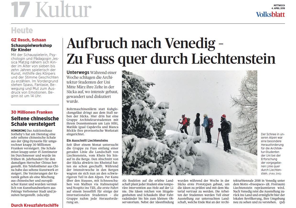Published in Volksblatt. April 04 2018
