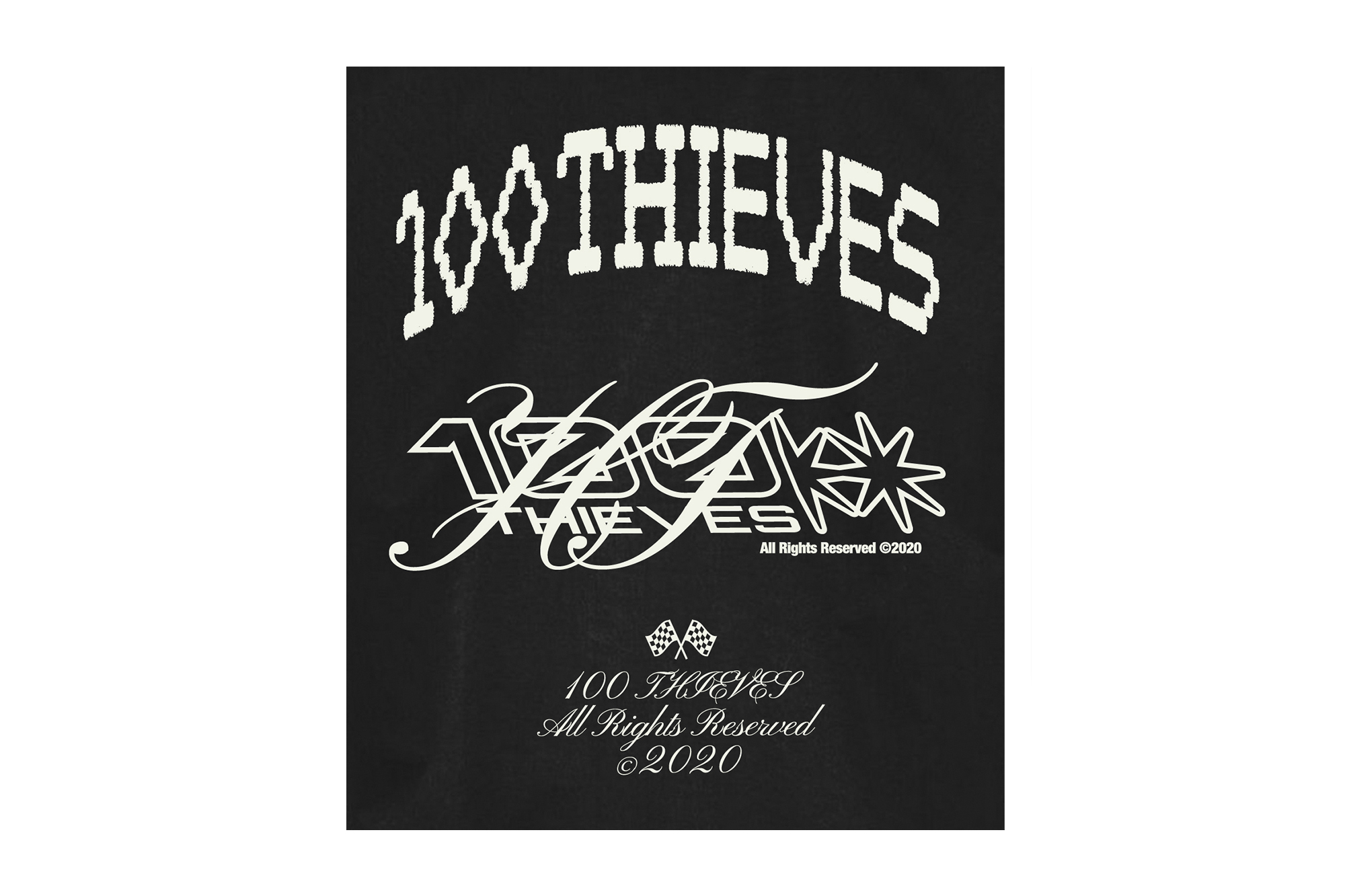 Merch design for 100 Thieves (unreleased). Joe Perez Studios - Creative Direction + Design: Joe Perez, 2020