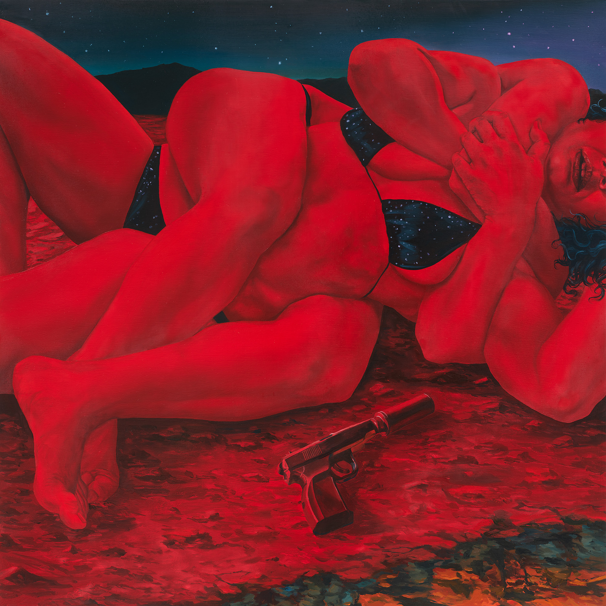 Vinyl Cover for A24's 'Love Lies Bleeding', oil on canvas, 24x24"