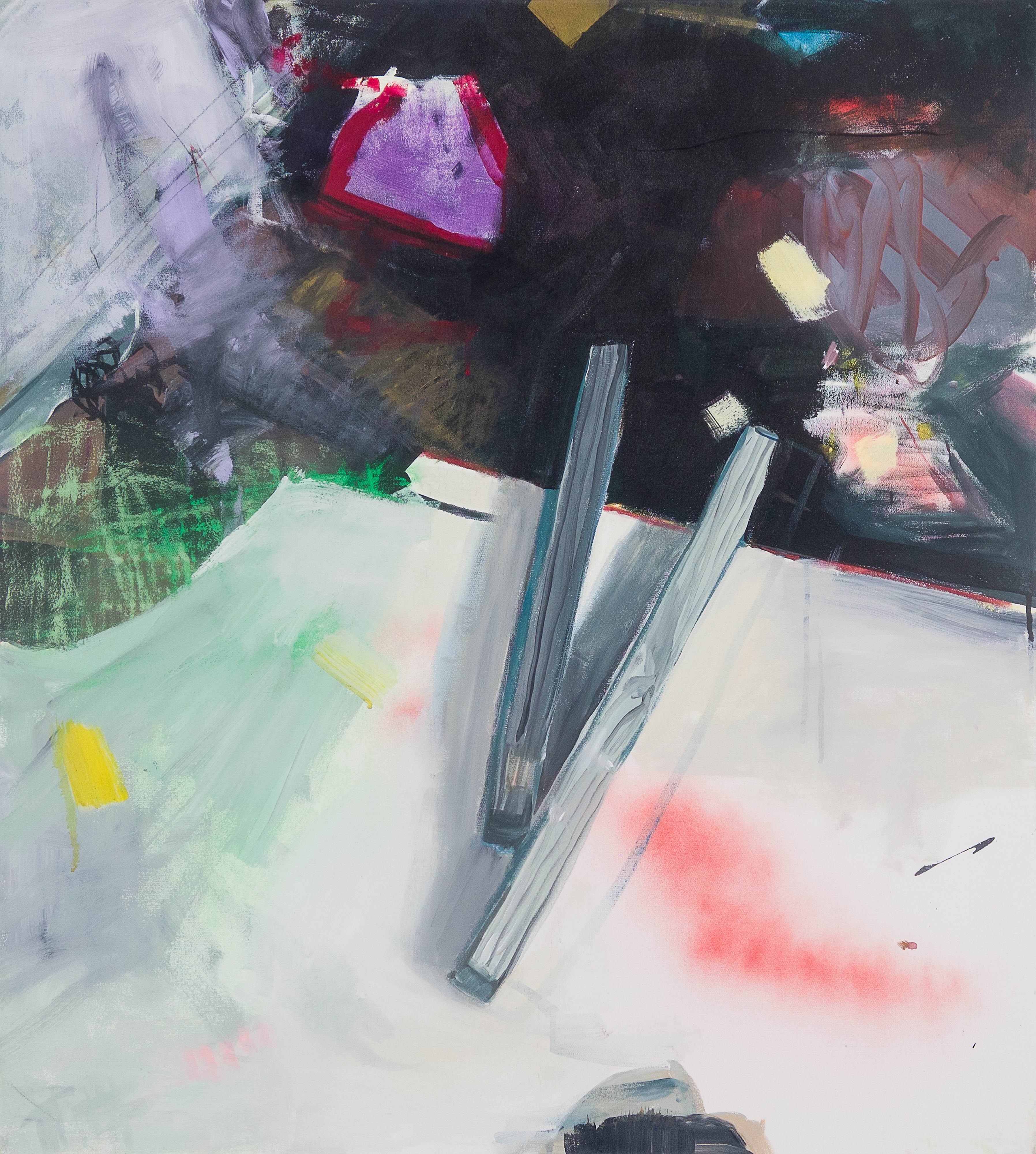 Dorothee Kreutzfeldt, at the end of august 1 (2017) | Acrylic and mixed media on canvas ; 100 x 90 cm