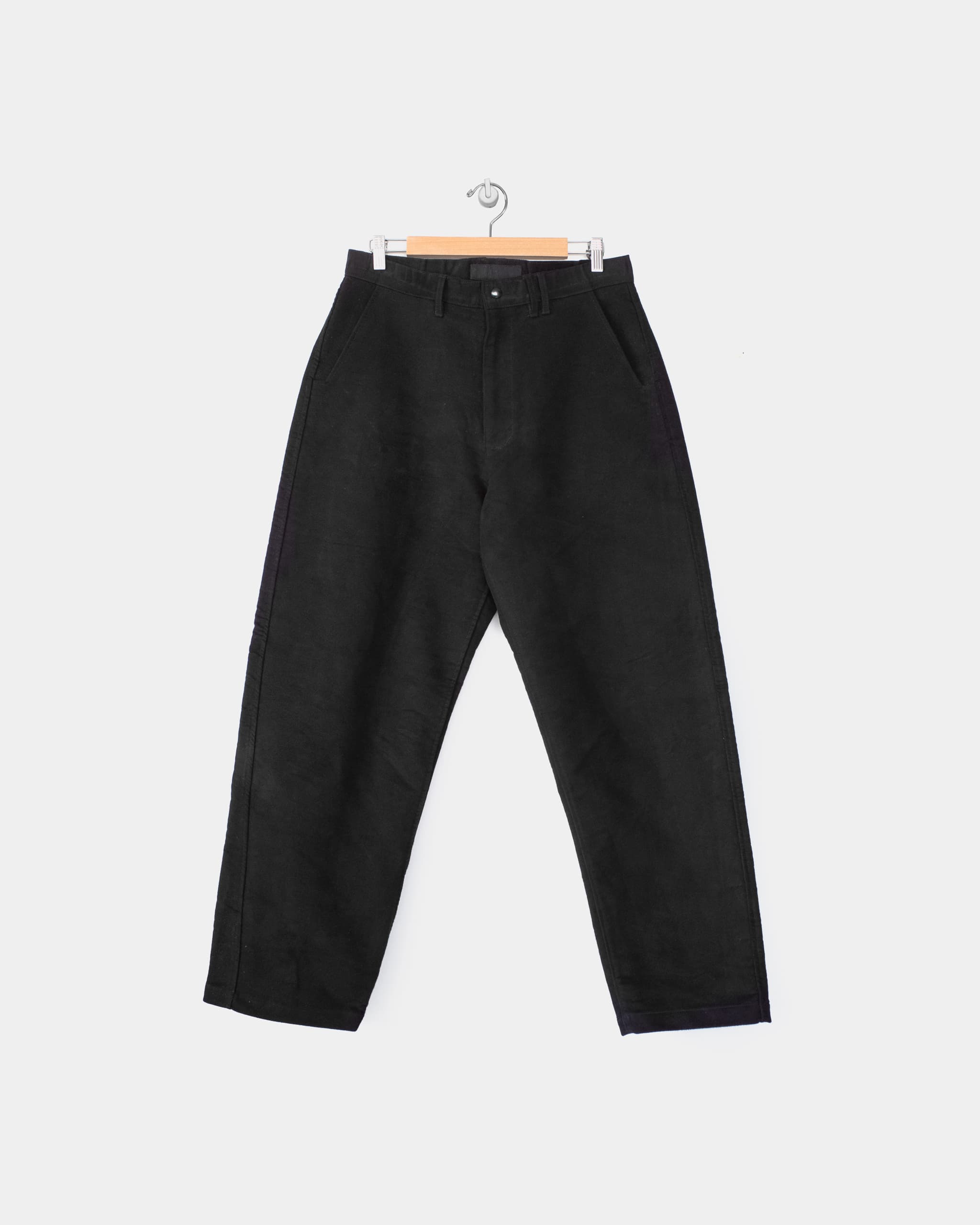 Squared Trouser - Black Moleskin - James Coward