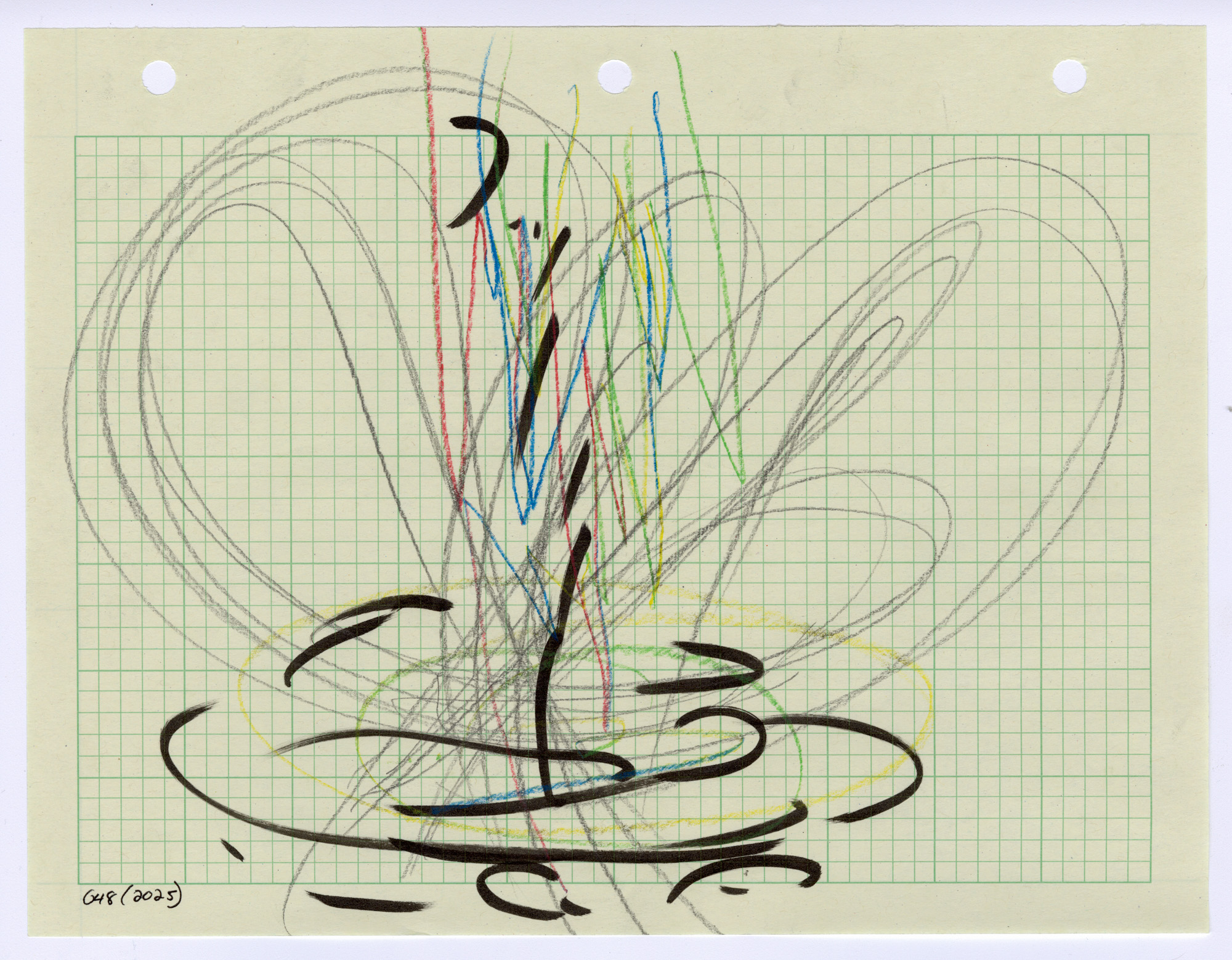 048. 2025. Graphite, colored pencil, and marker on graph paper. 11" by 8.5"