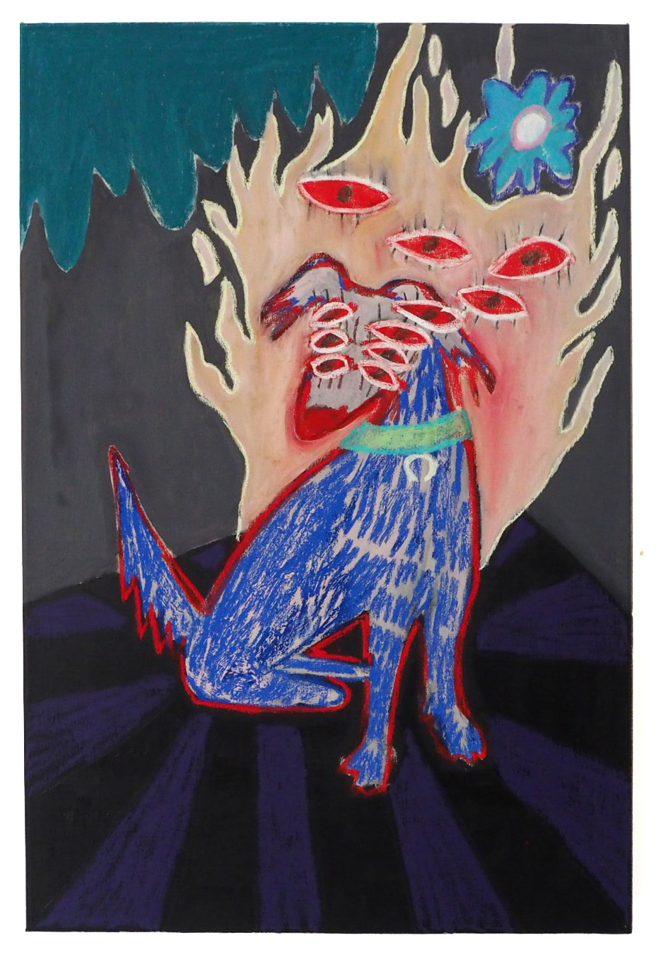 Boris SacconeDer Hund sieht Dinge (The dog is seeing things)Oil and pastel on canvas29.5”x19.7”2022